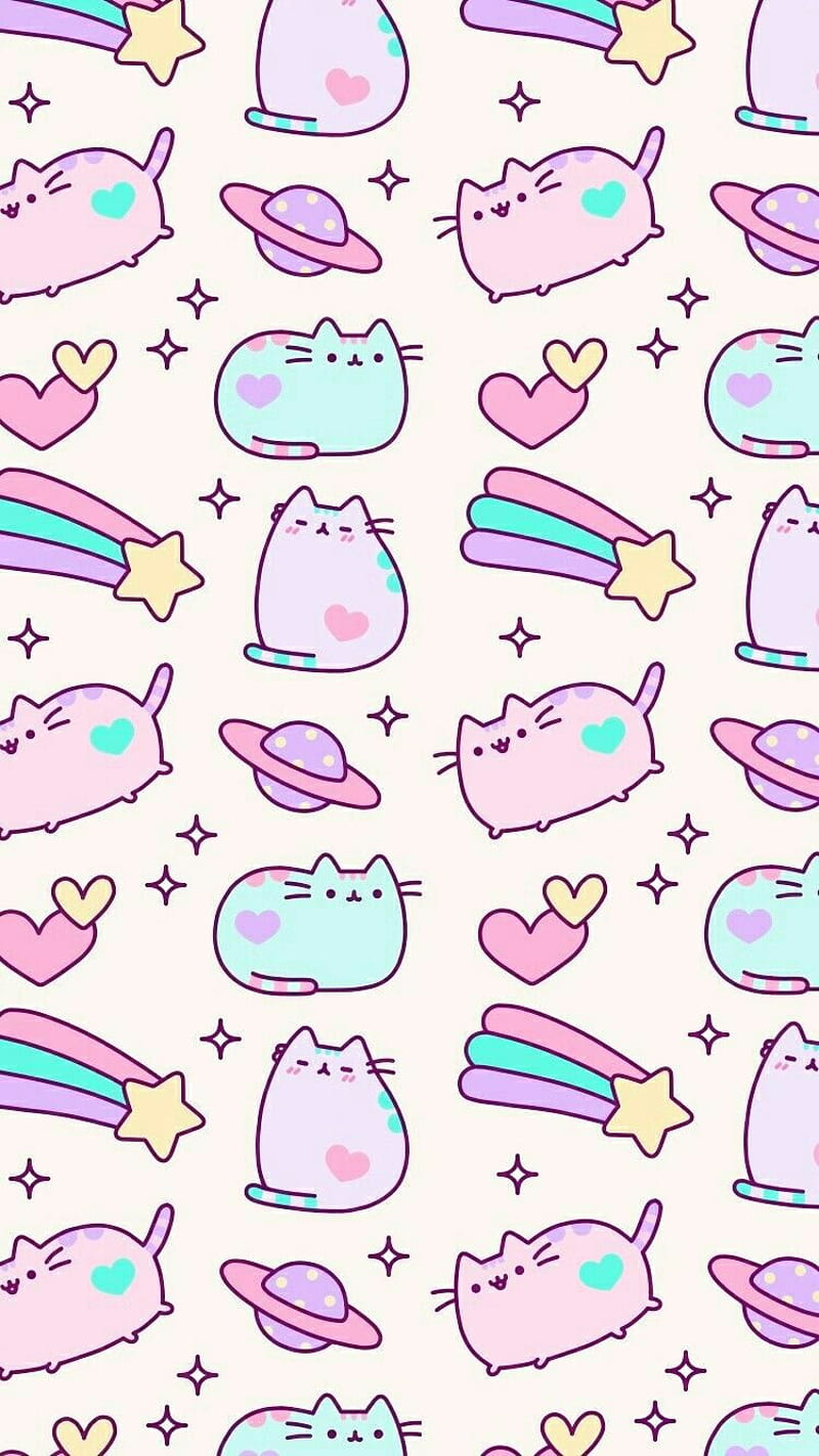800x1423 Pastel Pusheen, cat, cute, kawaii, kitty, HD phone wallpaper