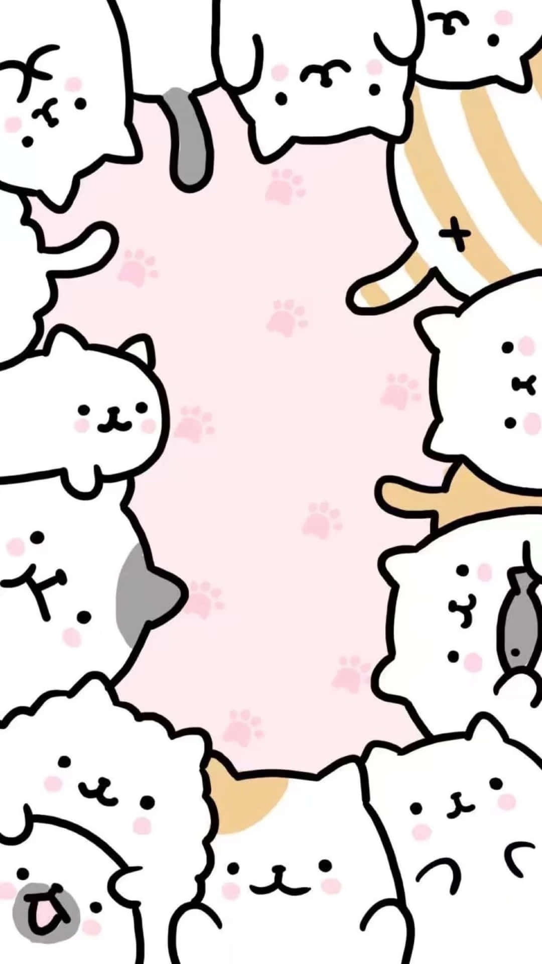 1080x1920 Cute Pusheen Kawaii In Flower Field Wallpaper