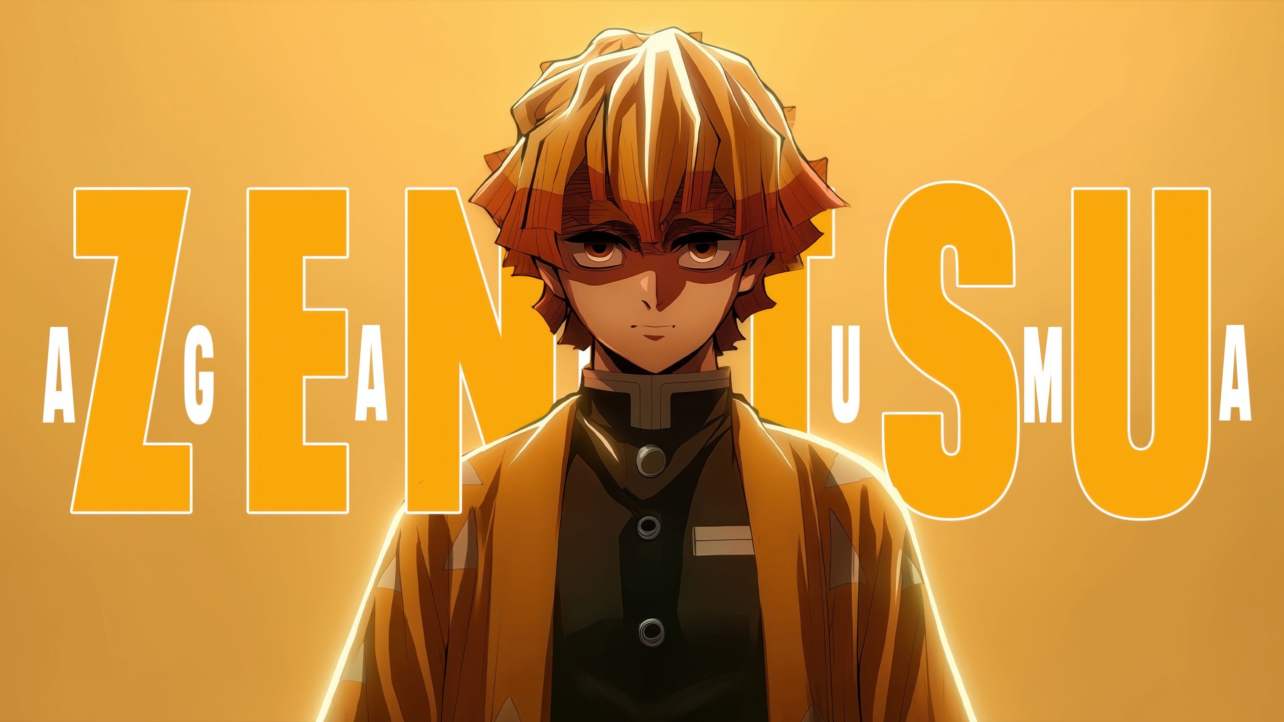 2560x1440 Zenitsu Agatsuma Wallpaper 4K, Character art, Yellow aesthetic