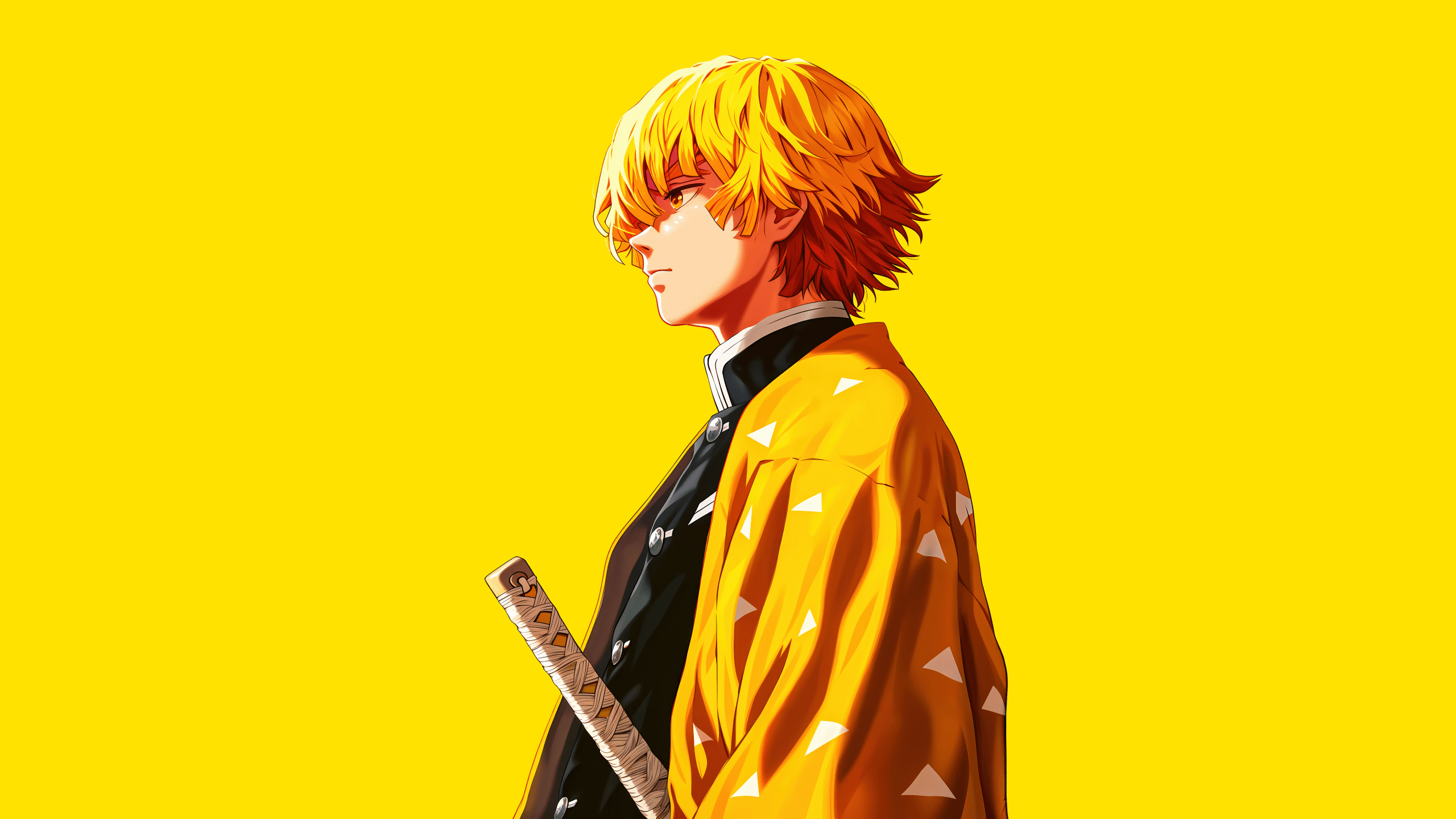 2560x1440 Zenitsu Agatsuma Wallpaper 4K, Yellow aesthetic, 5K