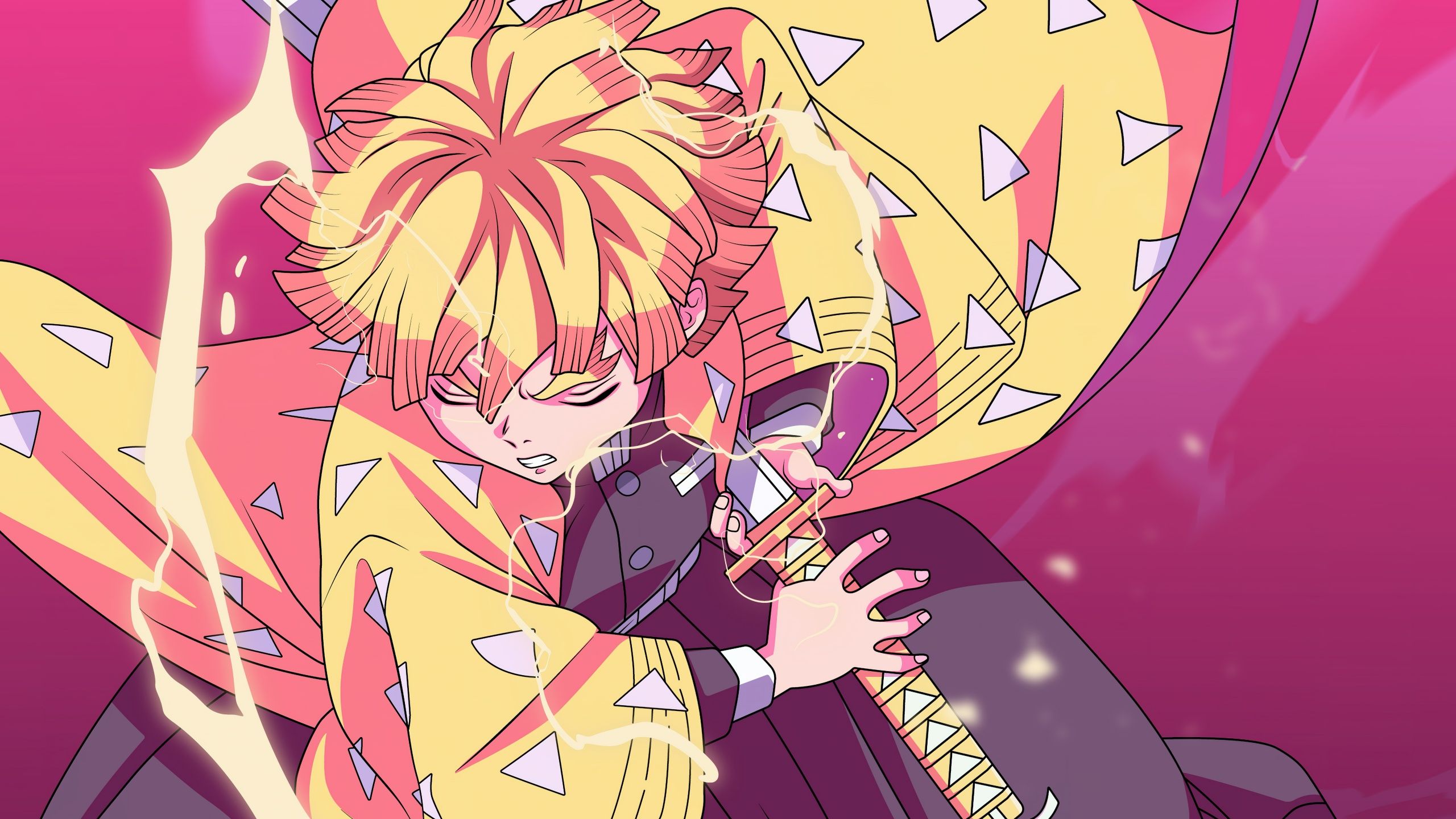 2560x1440 Zenitsu Agatsuma Wallpaper 4K, Demon Slayer: Kimetsu no Yaiba