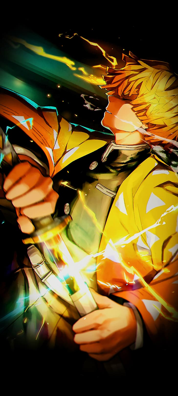 728x1618 HD wallpaper: Zenitsu Agatsuma, Kimetsu no Yaiba, portrait display