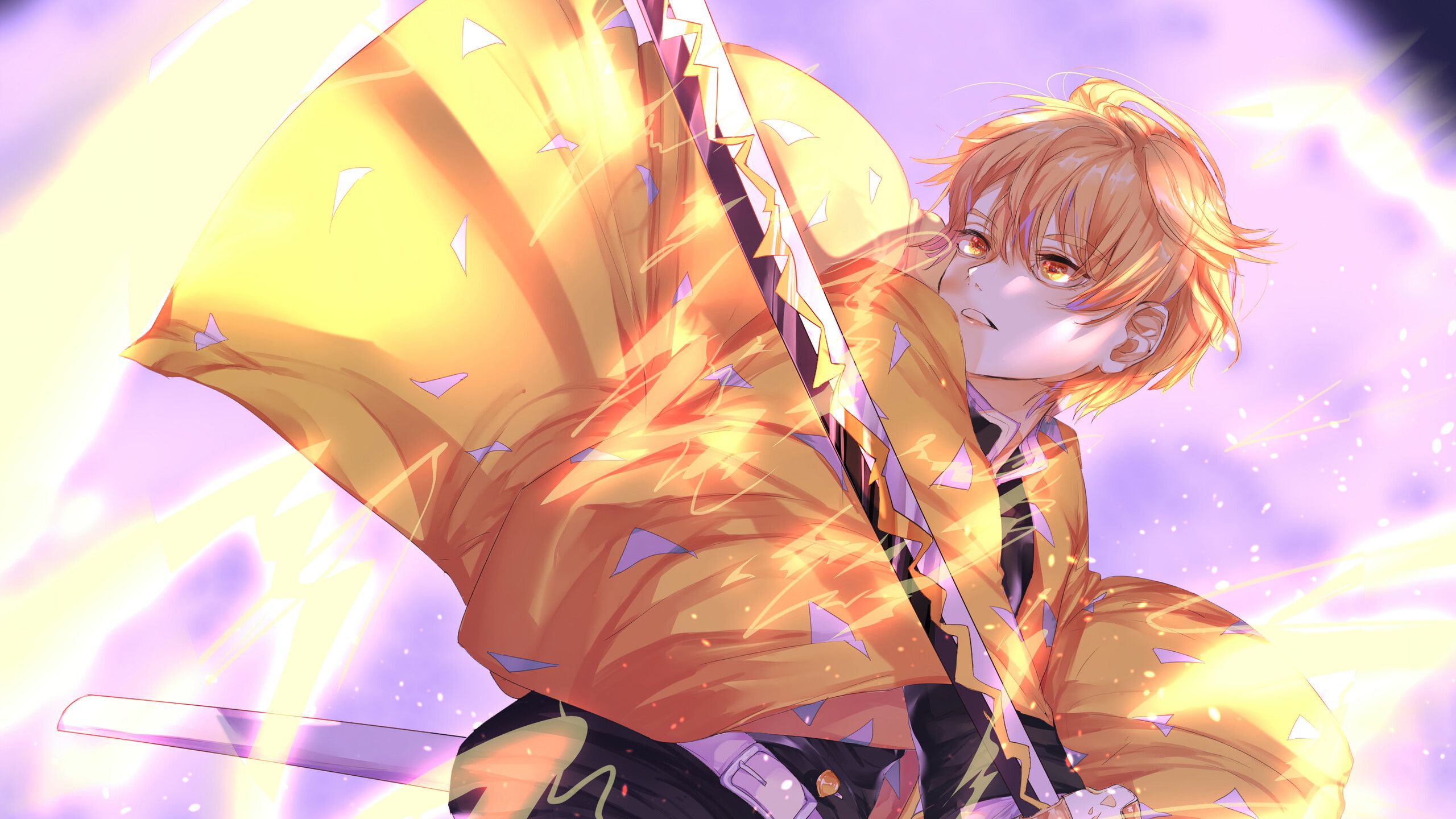 2560x1440 Zenitsu Demon Slayer Wallpaper 4K PC Desktop f