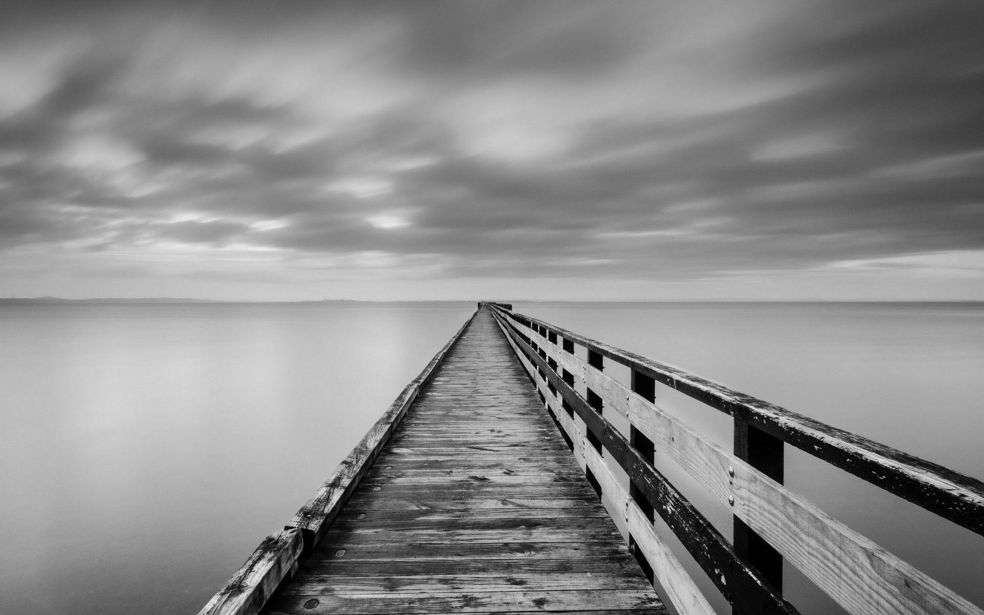 1920x1200 lake, Bridge, Fog, Ocean, Sea, Black, White, Monochrome, Sky, Clouds, Pier, Architecture Wallpaper HD / Desktop and Mobile Background