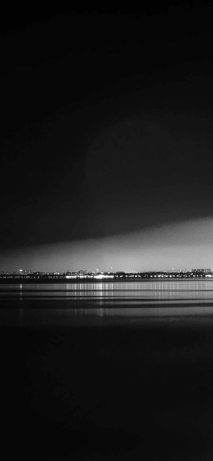736x1593 Lake City View Night Dark Nature Awesome Bw iPhone X Wallpaper