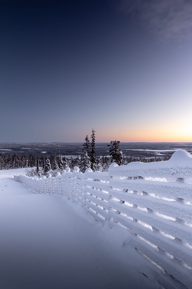 800x1200 Winter, snow, fence, snowy, frost, horizon, HD phone wallpaper