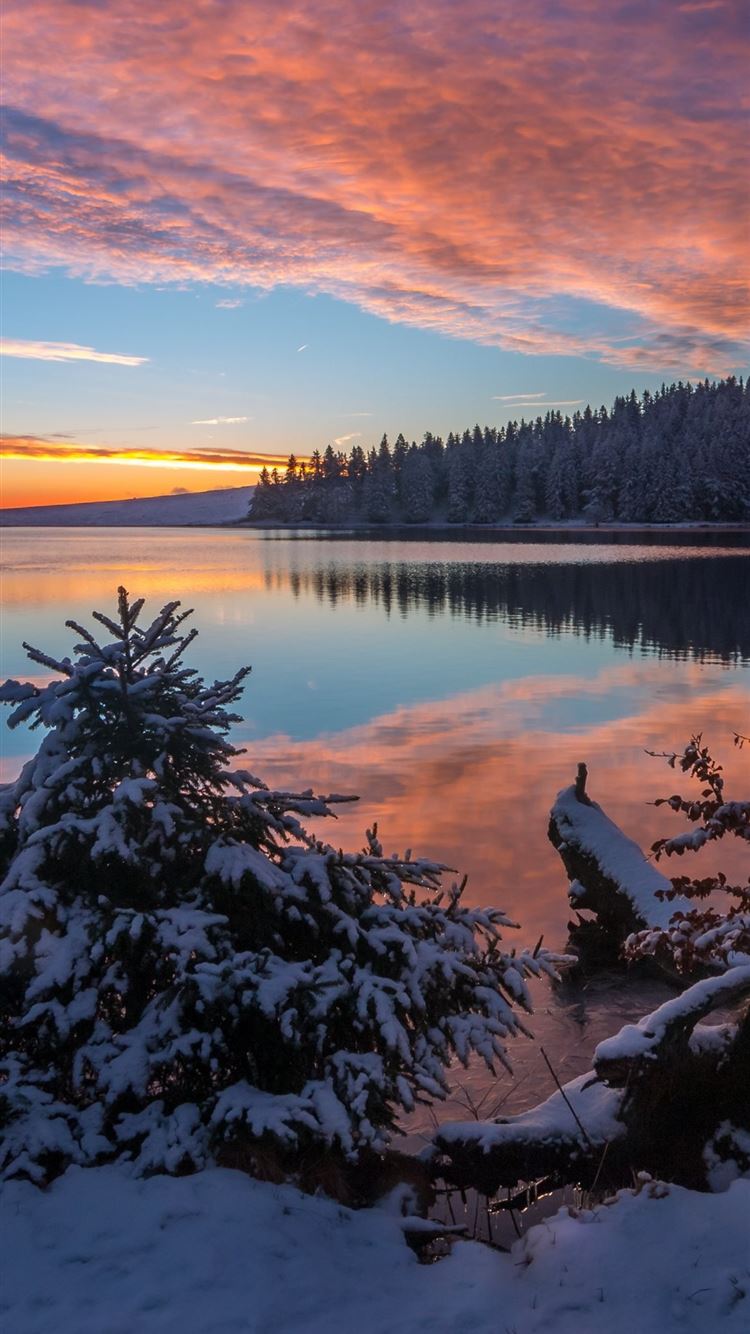 750x1334 lake snow evening sunset 5k iPhone 8 Wallpaper Free Download