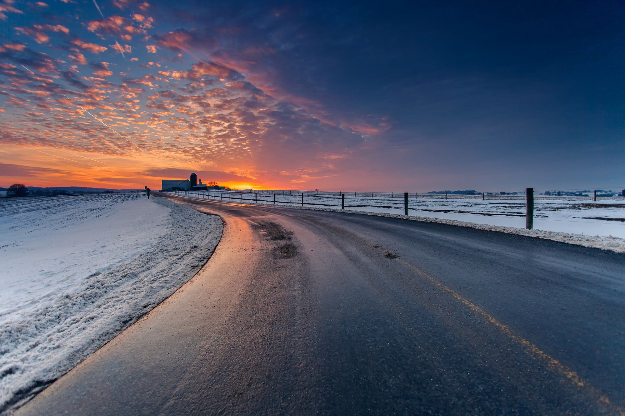 2000x1333 snow, Winter, Landscape, Road, Nature Wallpaper HD / Desktop and Mobile Background