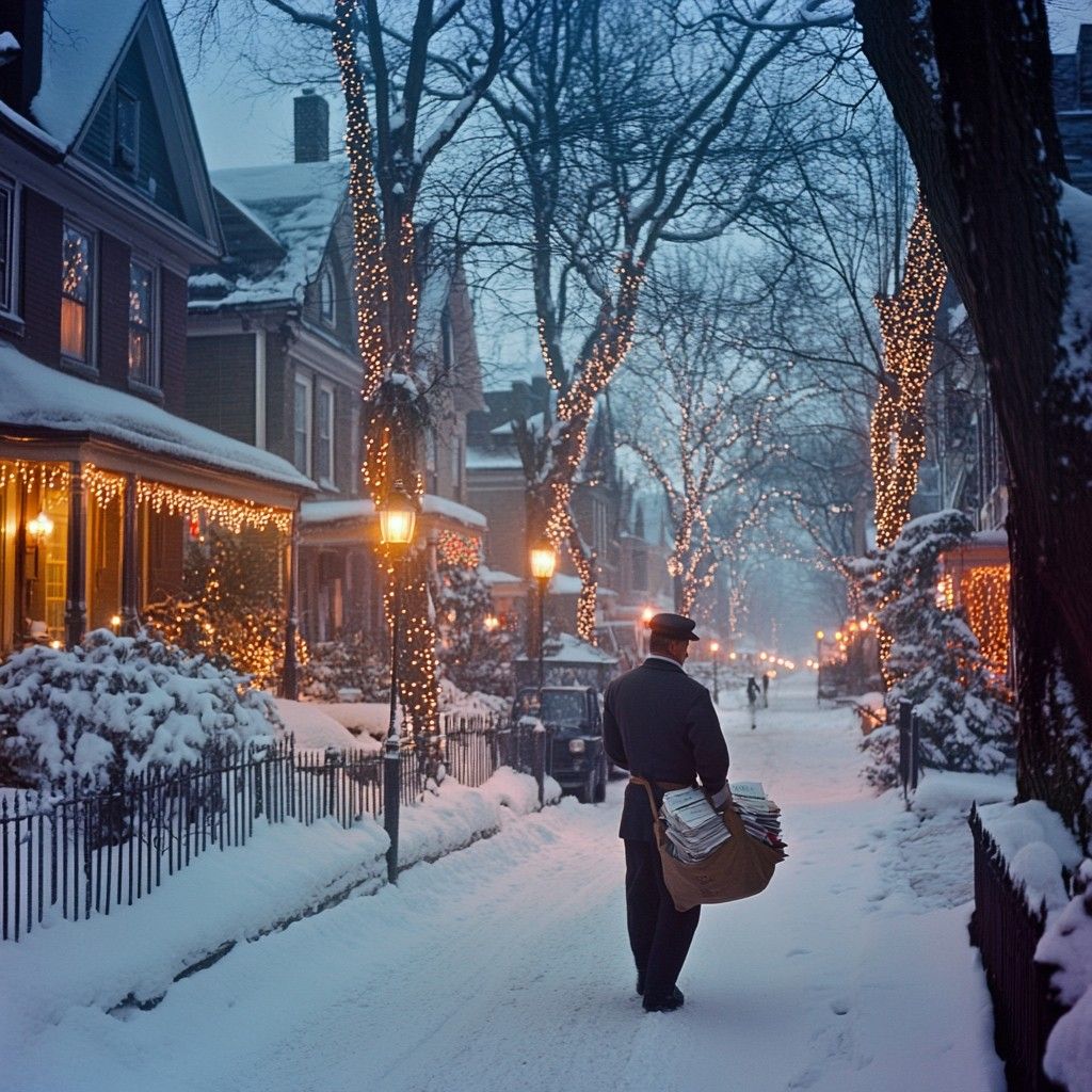 1024x1024 Free Snowy Evening Stroll Image, Snow, Evening
