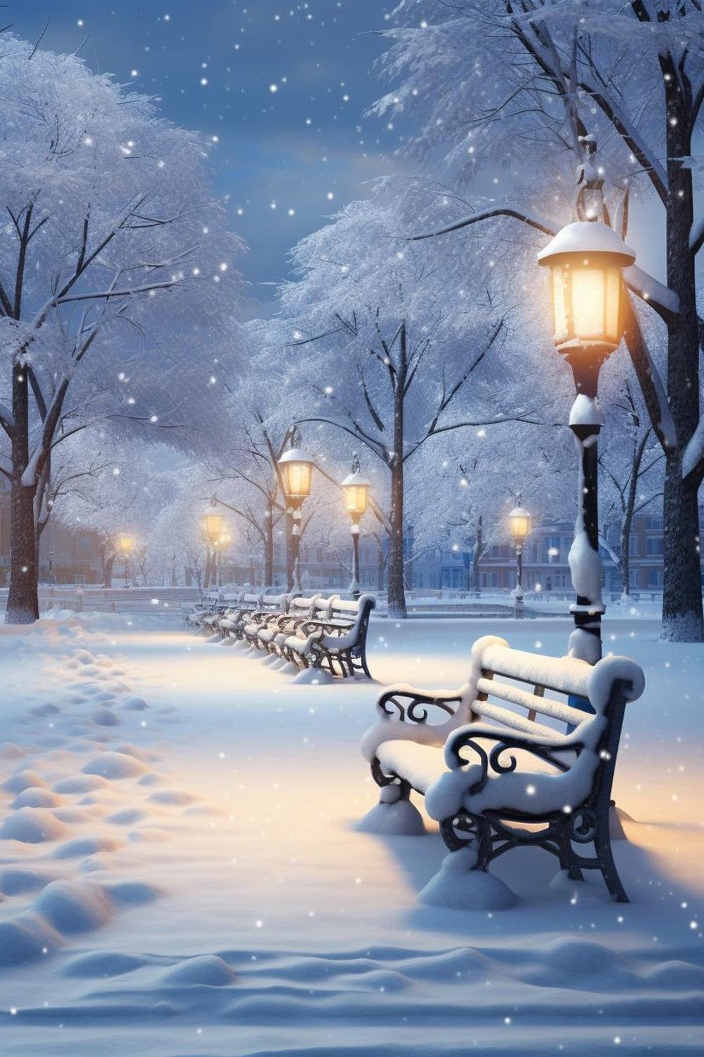 1000x1500 Winter Photo Backdrops Enchanted Snowy Evening Park Backdrop BRP11 70