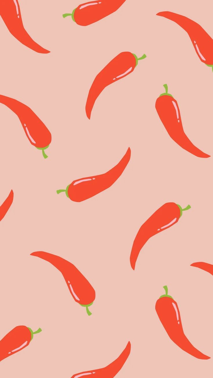 736x1308 Pink Red Illustrated Chili Pepper Pattern Phone Wallpaper