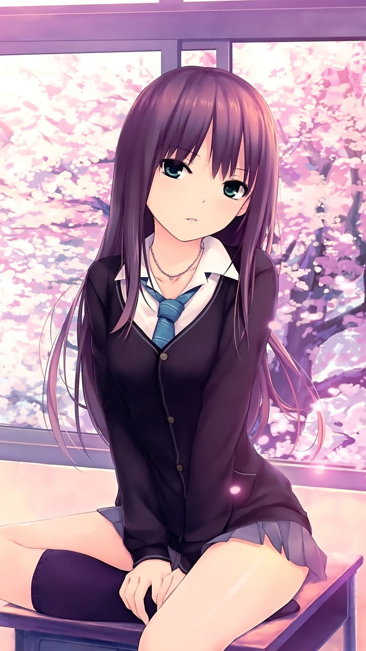 728x1294 HD wallpaper: purple haired female anime character wallpaper, manga, Shibuya Rin