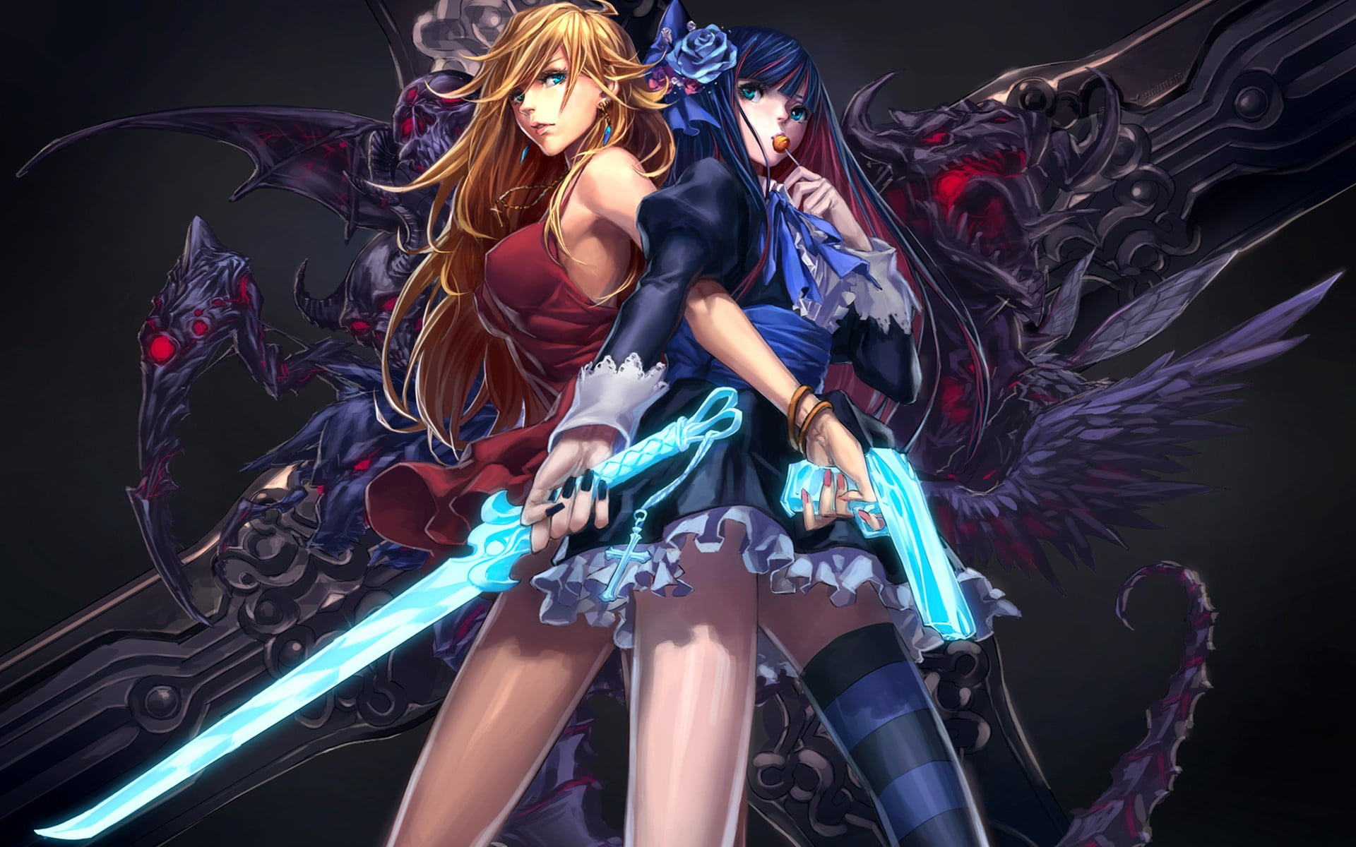 1920x1200 Two female anime characters wallpaper HD wallpaper