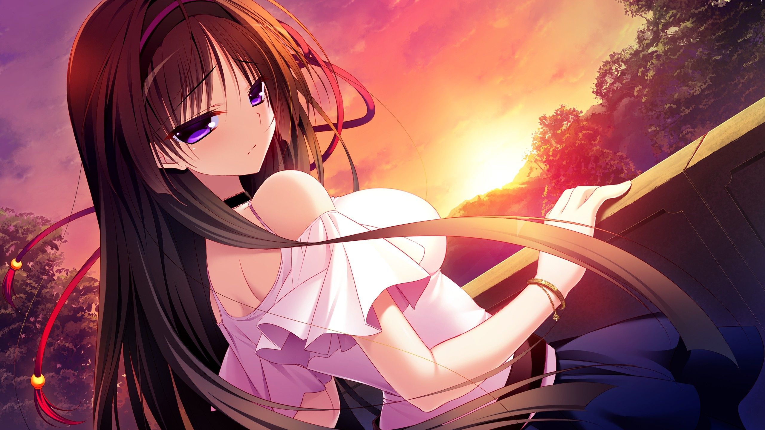 2560x1440 Wallpaper Black Haired Female Anime Character, Background Free Image