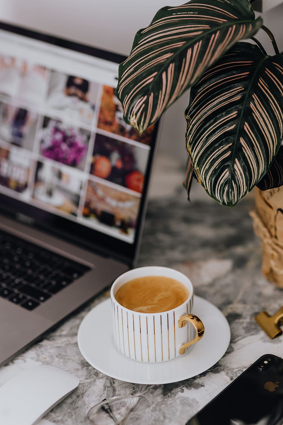 910x1365 coffee, cup, marble desk, desk, workspace, workplace, marble, cup of coffee