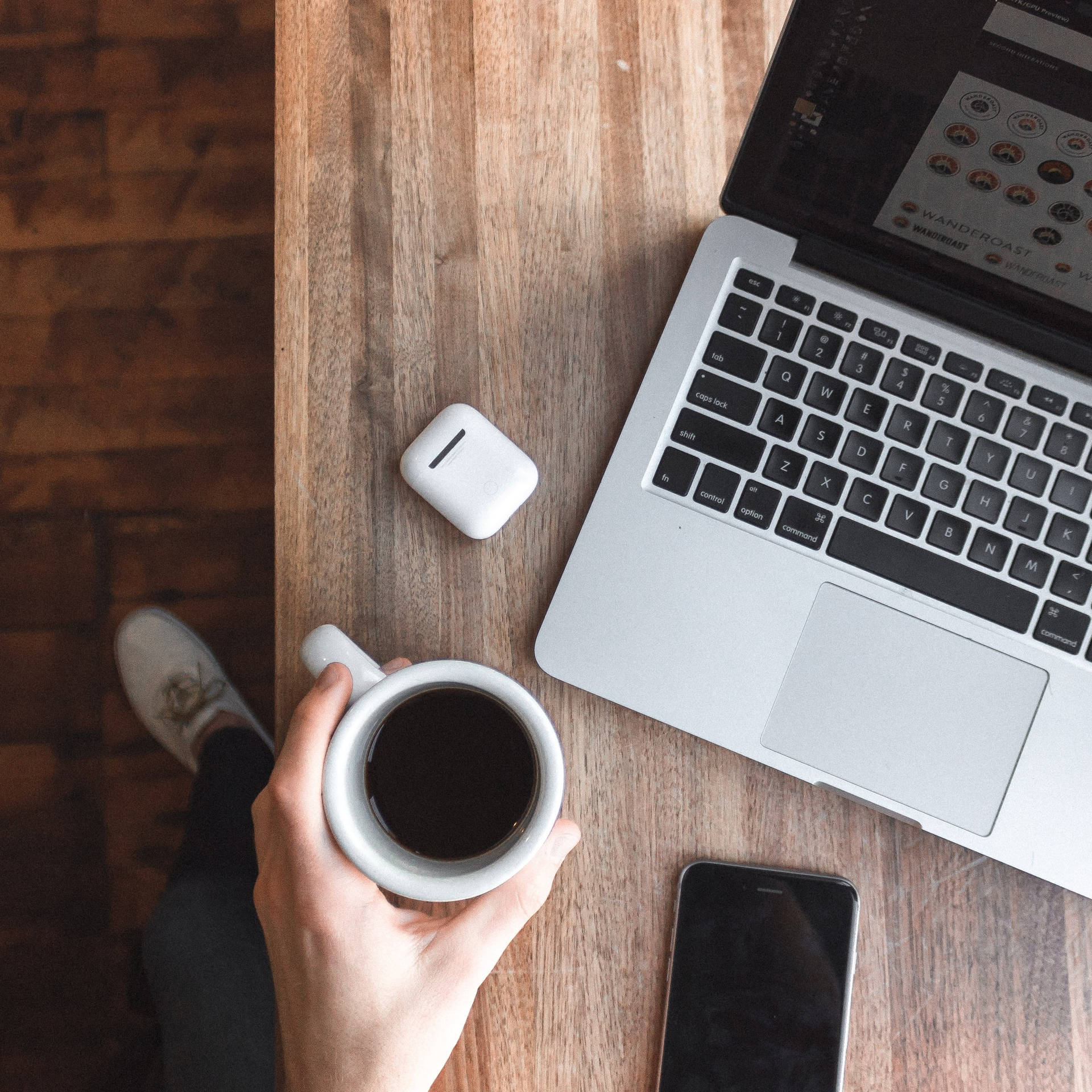 1920x1920 Work With Coffee Aesthetic Wallpaper