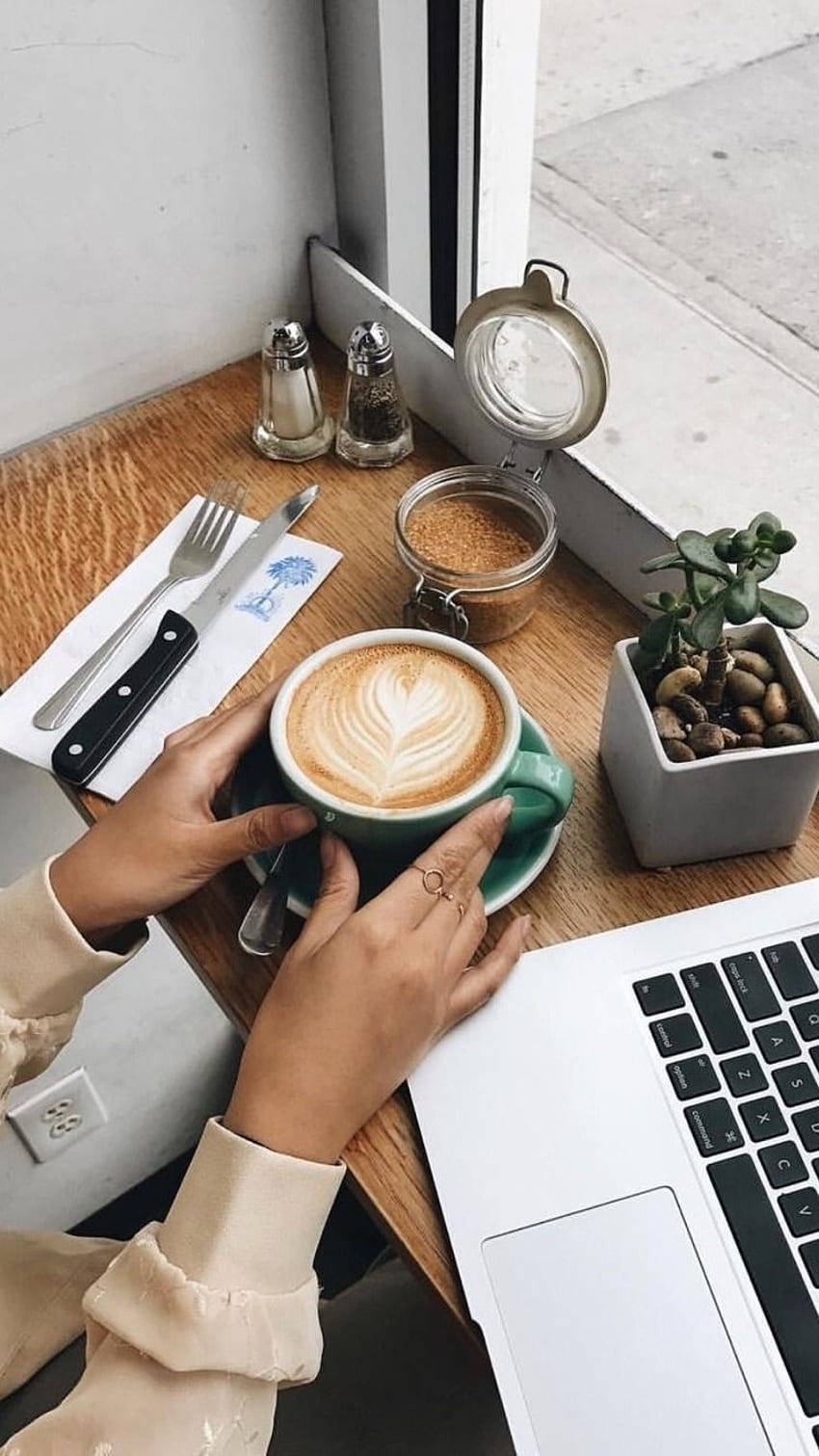 850x1511 Working With Coffee Aesthetic Wallpaper