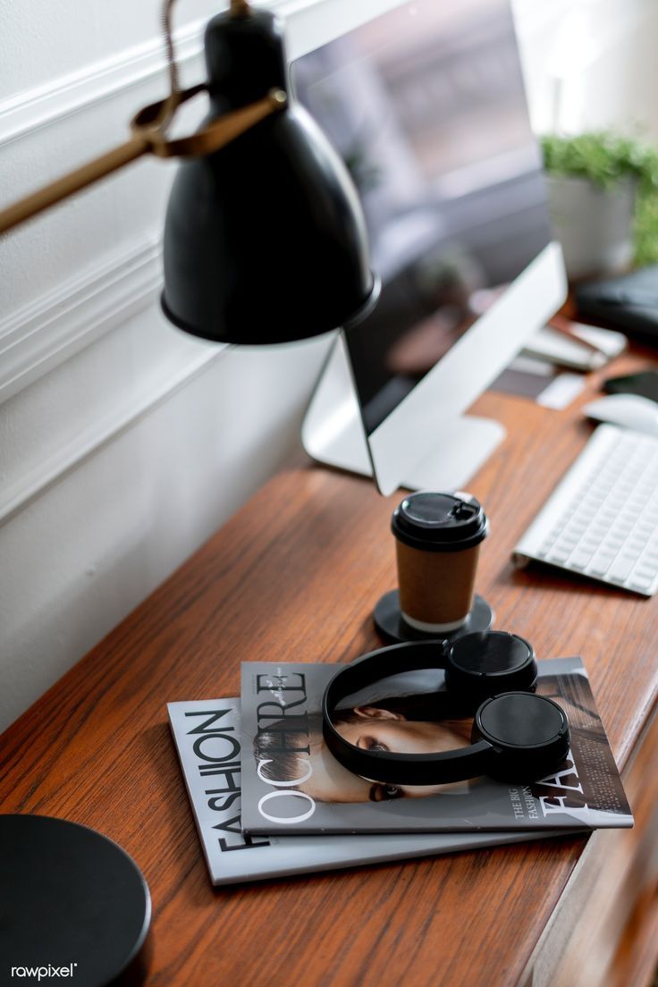 736x1104 Download premium image of Headphones on a wooden table mobile phone wallpaper by Teddy about office full paper, business, cup book headphones, working computer, and coffee computer minimalistic 1224428