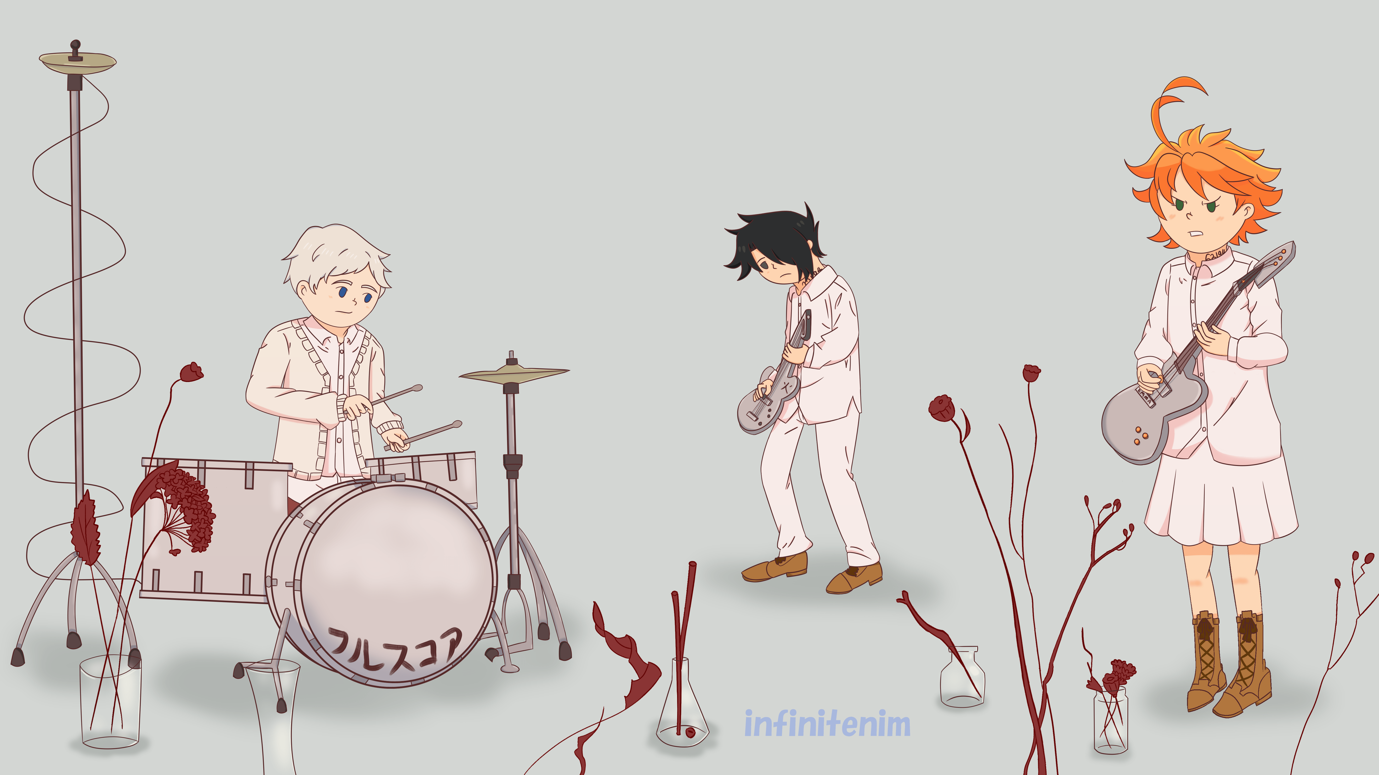 5760x3240 Spoilerless Fanart of Full Score Trio as Co Shu Nie performing Zettai Zetsumei