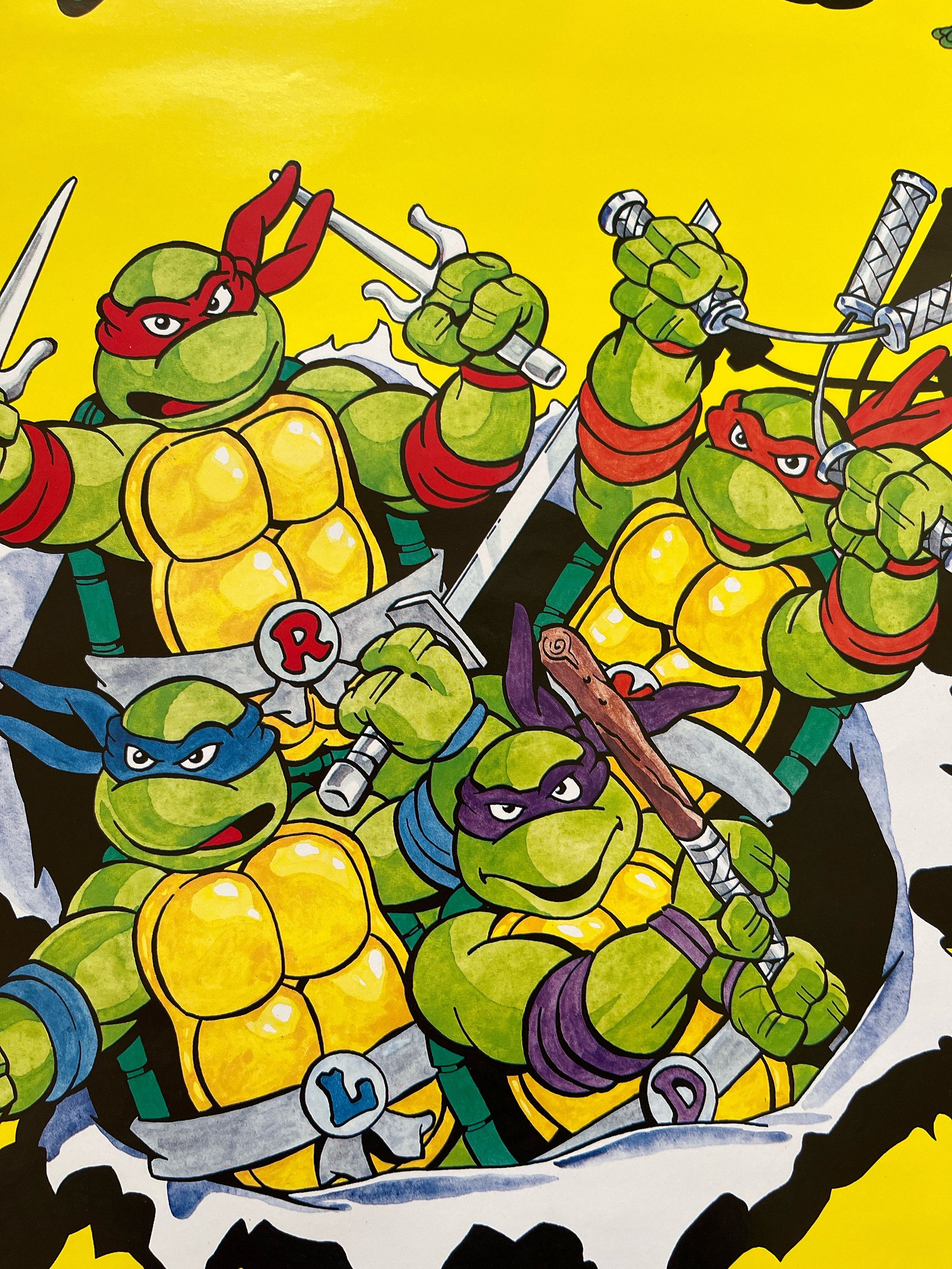 2250x3000 Vintage Poster Teenage Mutant Ninja Turtles 1990s Cartoon Illustration