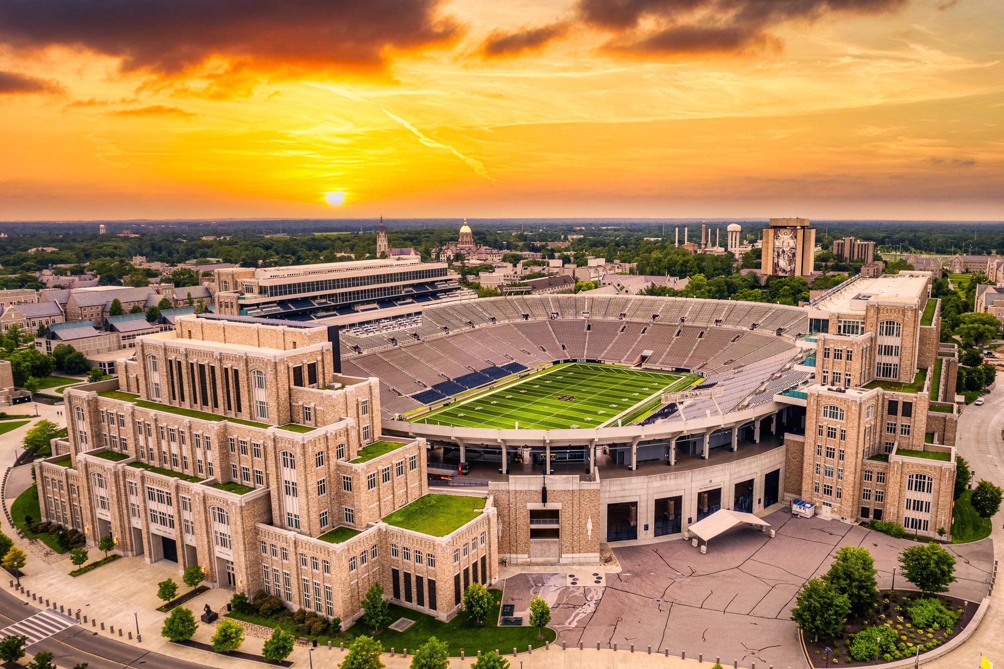 2000x1333 Notre Dame Stadium Sunset, University Campus Photography Print, Gift for Fighting Irish Students, Alumni and Fans, Dorm Room Man Cave Decor