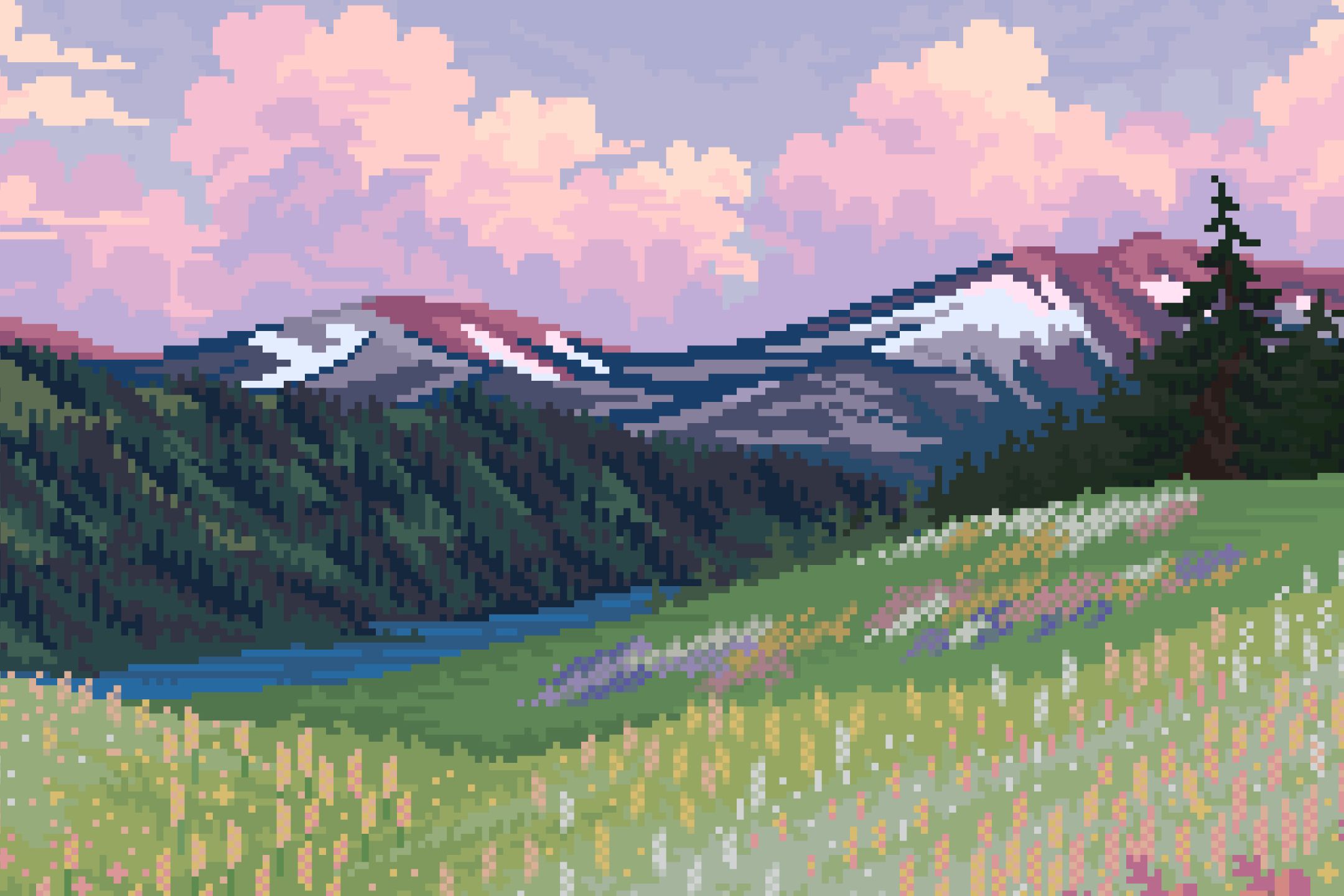 2160x1440 Phone wallpaper: Artistic, Pixel Art, Nature, Landscape 1340048