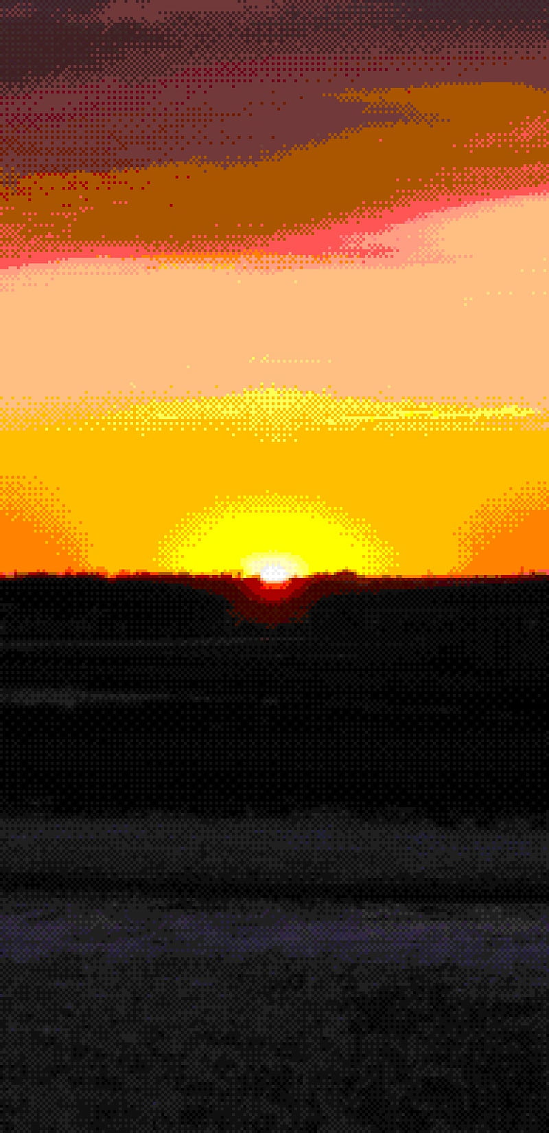 800x1649 8 Bit Sunset, Pixel, 8bit, Scenery, Nature, Sunshine, HD Phone Wallpaper
