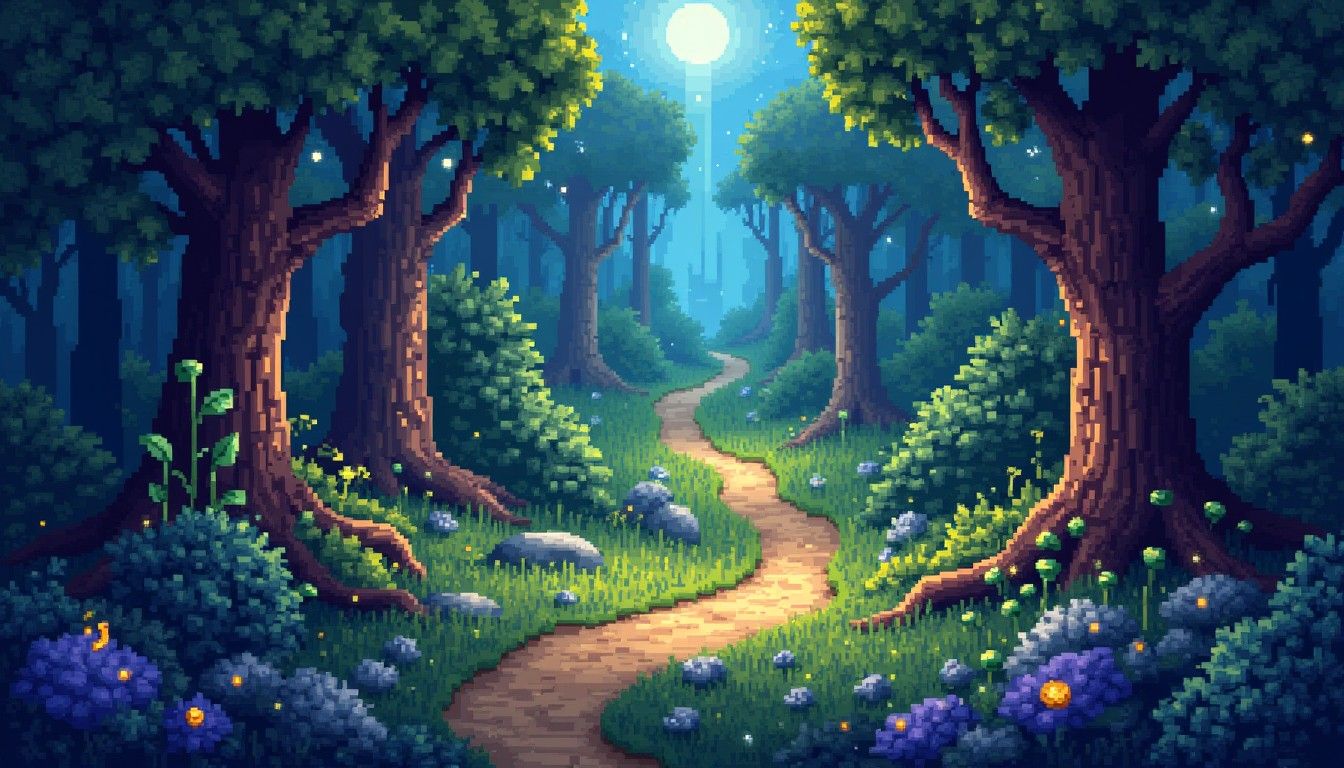 1344x768 Enchanted Forest In 8 Bit Pixel Art. Stable Diffusion Online