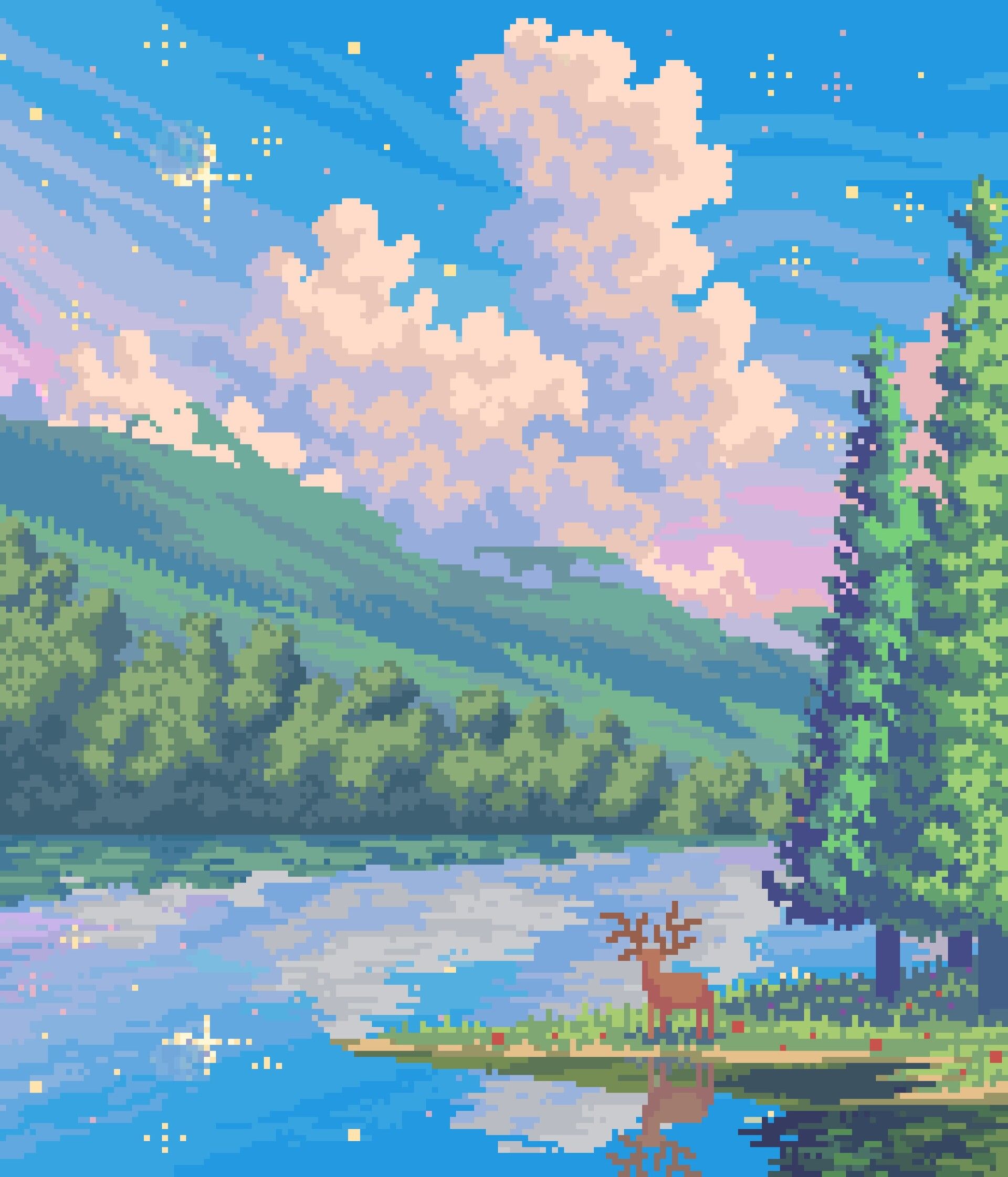 1920x2241 Pixel Art Scenery, Mixil Azmi