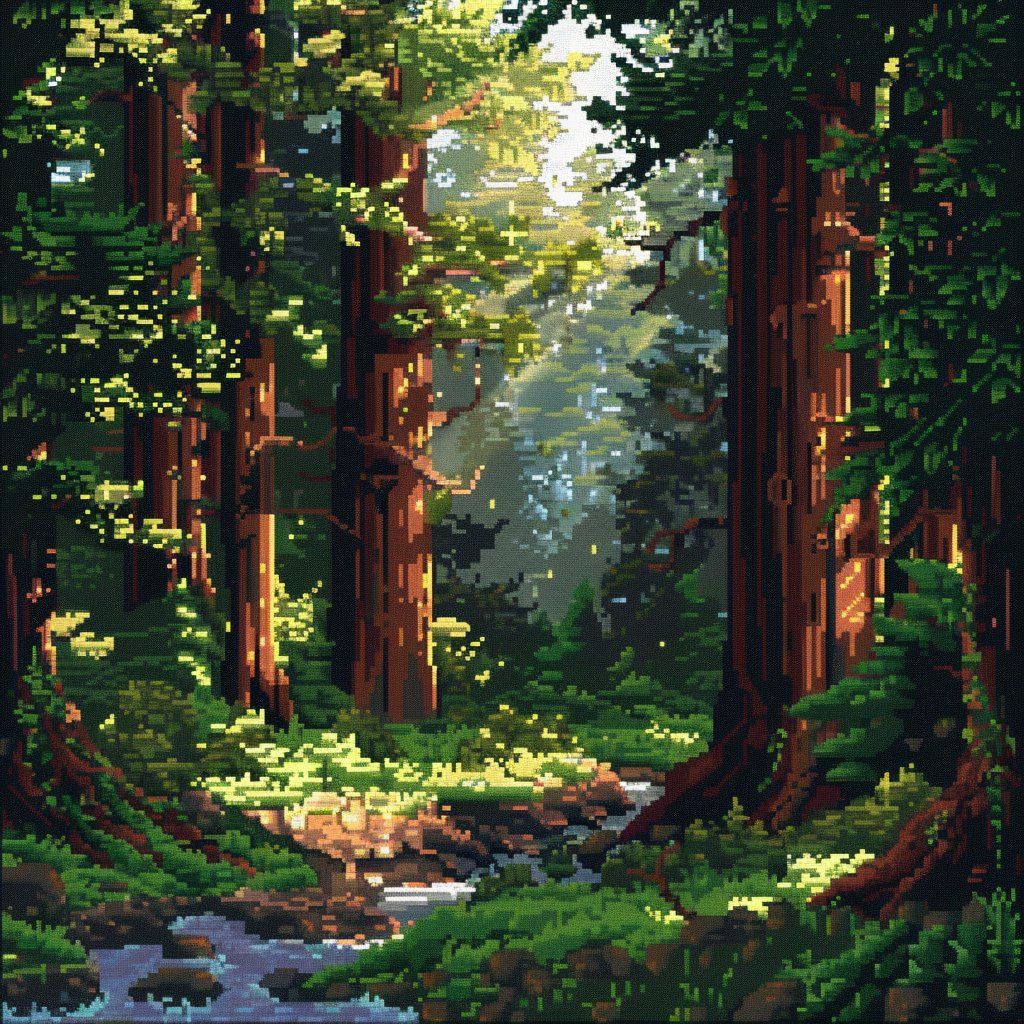 1024x1024 Explore Tree, Sude View 2d, Pixel Art Pixel Art