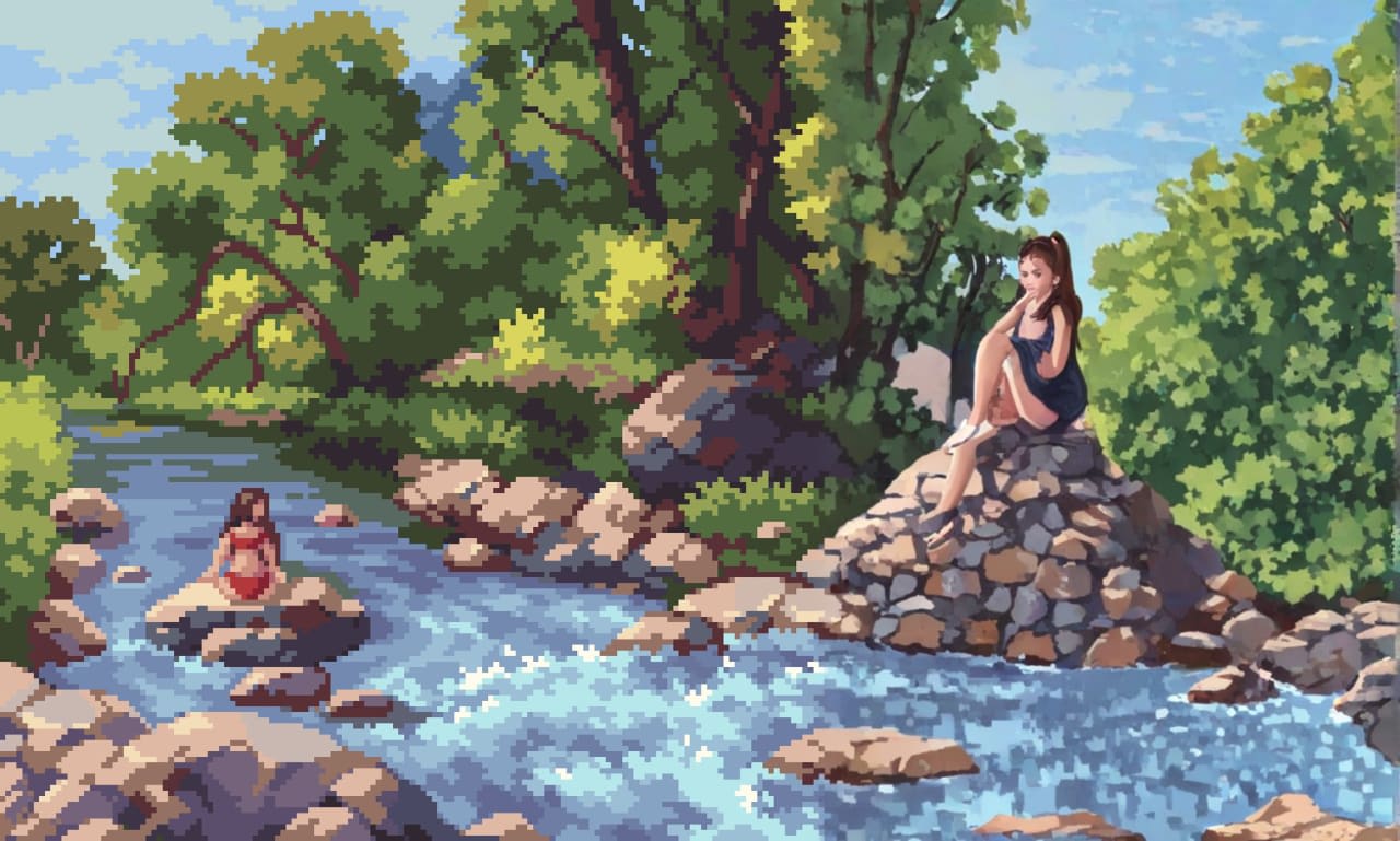 1280x769 draw pixel art landscape nature pixel background wallpaper retro scene tile 8bit