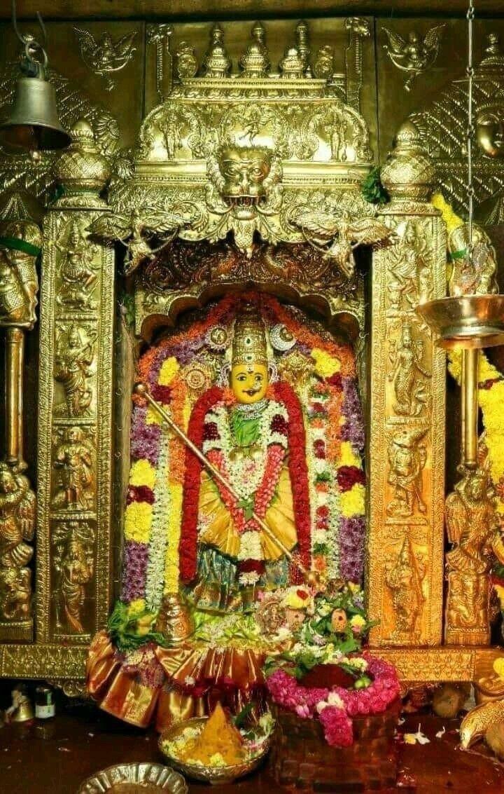 720x1133 Hindu Shrine Decorated with Gold and Flowers. Durgamma photo, God venkateswara image HD wallpaper, Hindu art