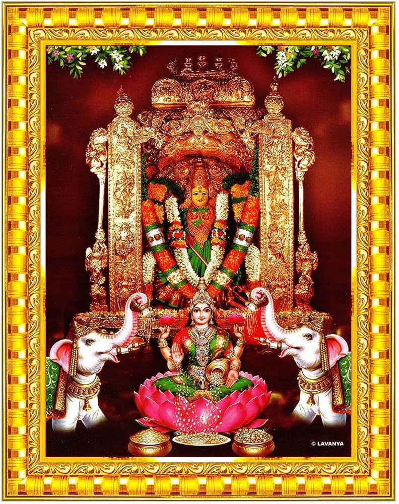 792x1000 Pavan Photo Laminations Vijayawada Kanaka Durga Devi Lakshmi Durgamma Wall Painting Framed Home Decor (Wood, Acrylic, Gold, Small Size, 6x8 Inch) R175S