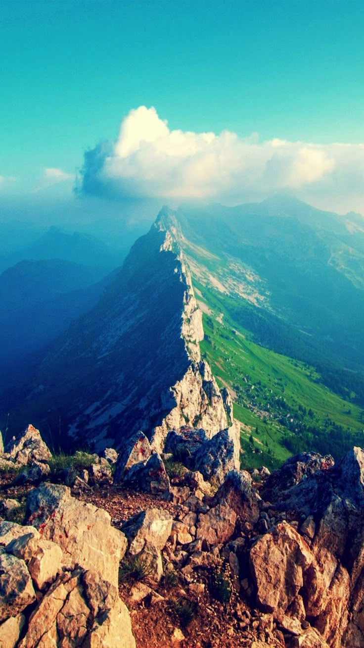 736x1309 Aerial View Mountain Peak Cloud 4K Ultra HD Mobile Wallpaper for iPhone & Android