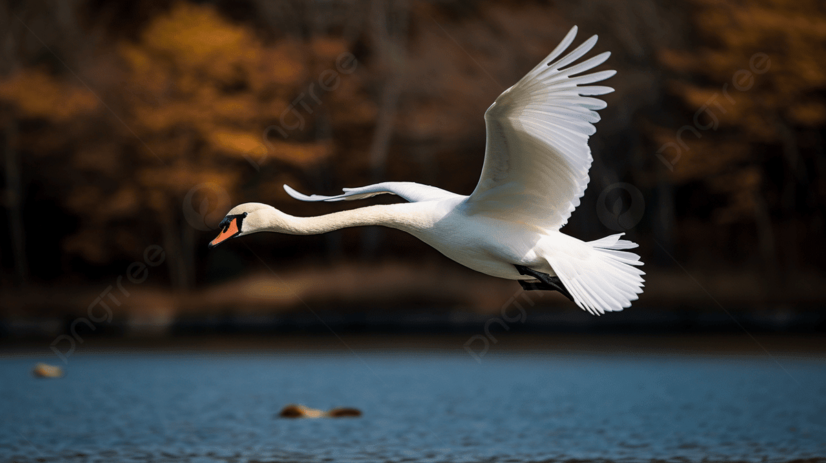 1200x673 Swan Is Flying Over A Lake In The Fall, Flying Swan, Water, Bird Background Image And Wallpaper for Free Download