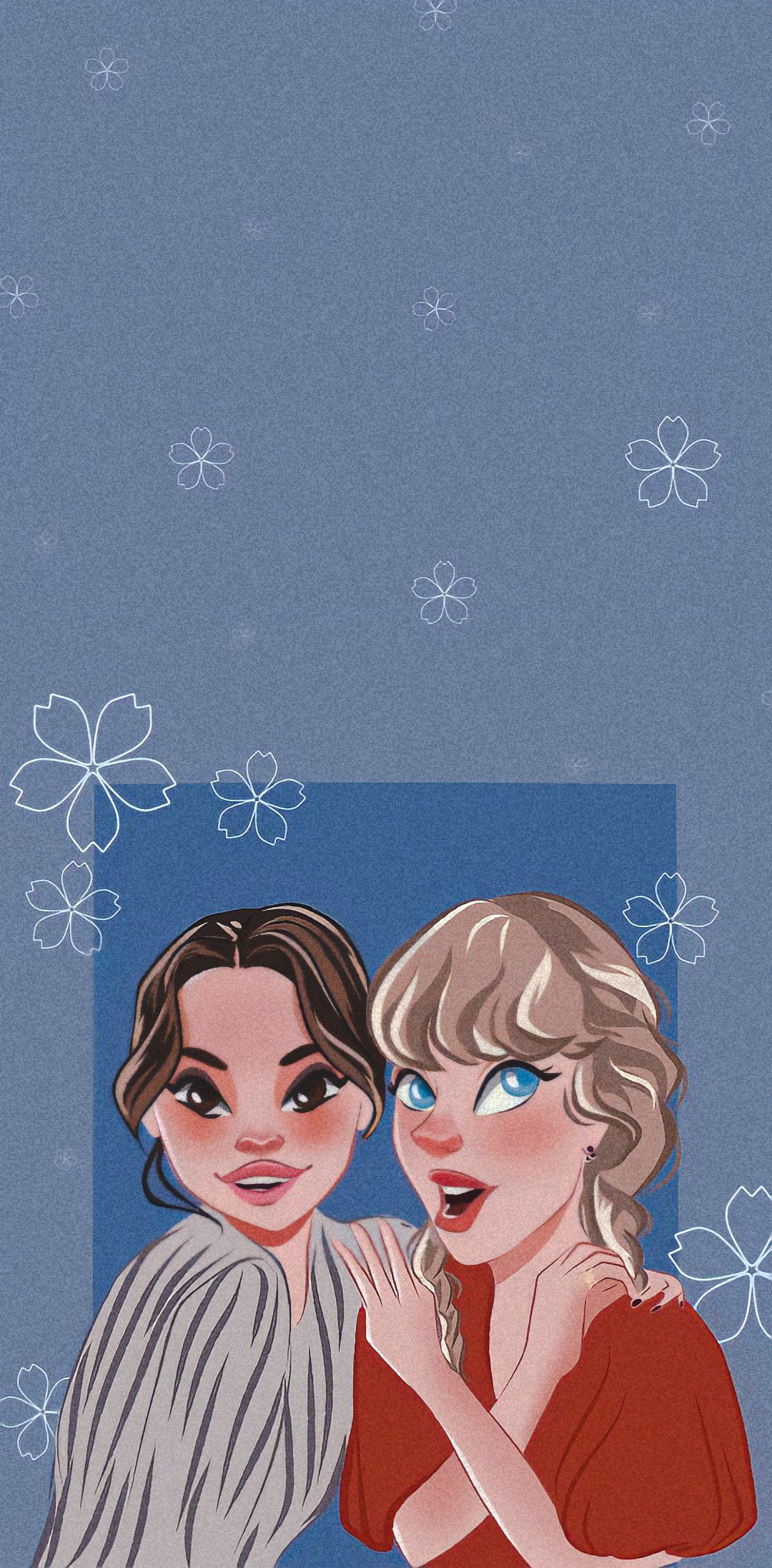 1080x2192 Selena and Taylor drawing