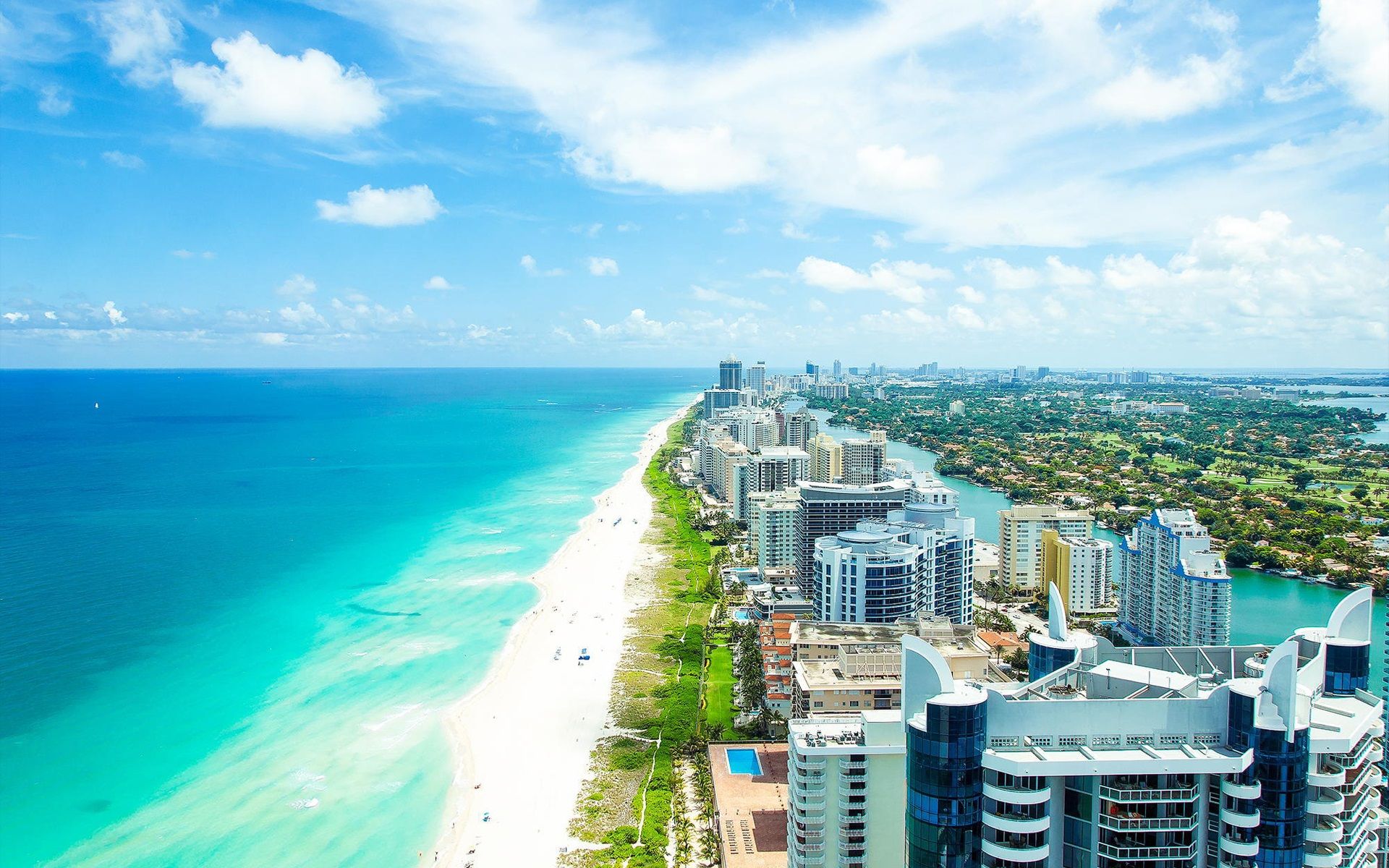 1920x1200 Wallpaper Miami, Florida, city, summer, beach, ocean, buildings 1920x1200 Picture, Image