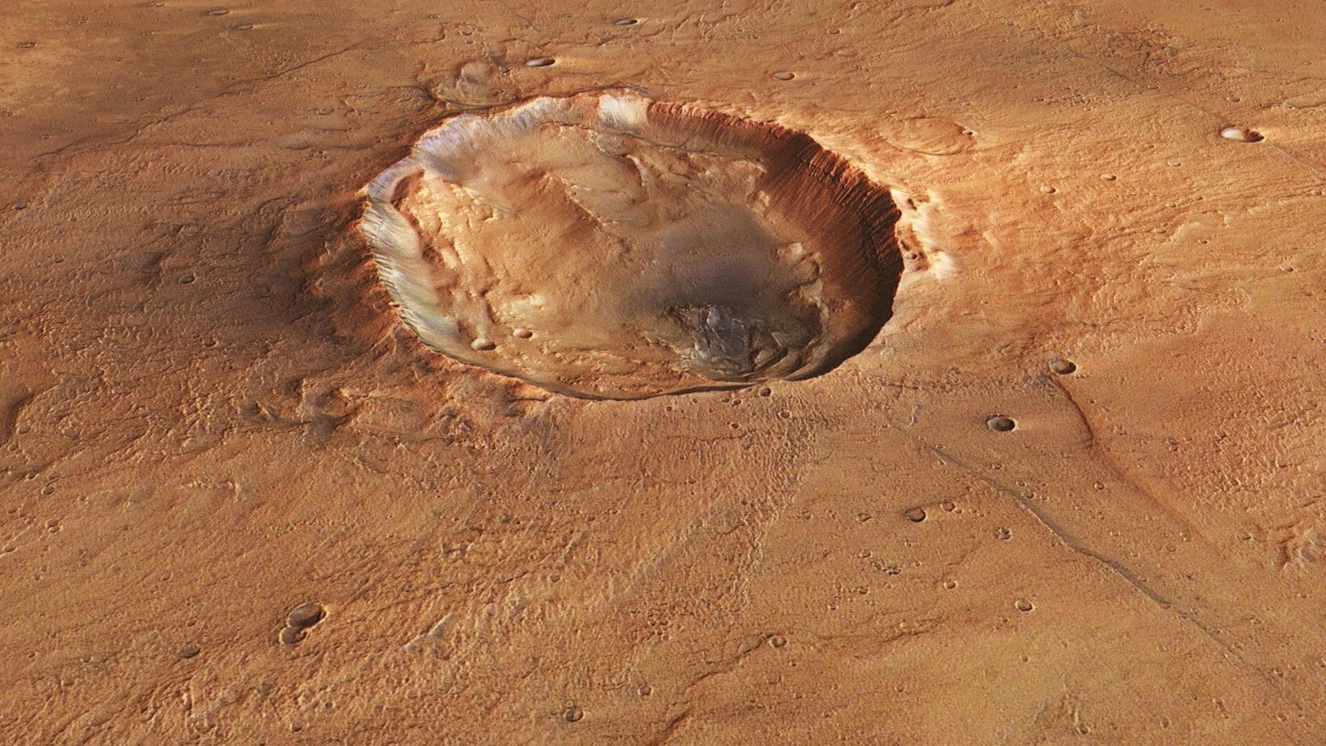 1920x1080 Mars orbiter sees 'butterfly' crater spread its wings on the Red Planet