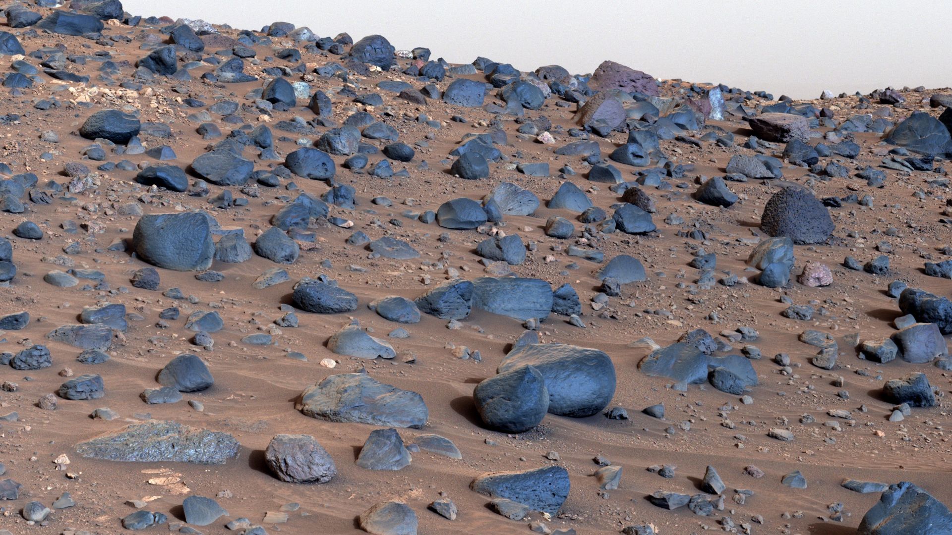 1920x1080 Remarkable image show eerie Mars landscape scattered with mysterious blue rocks