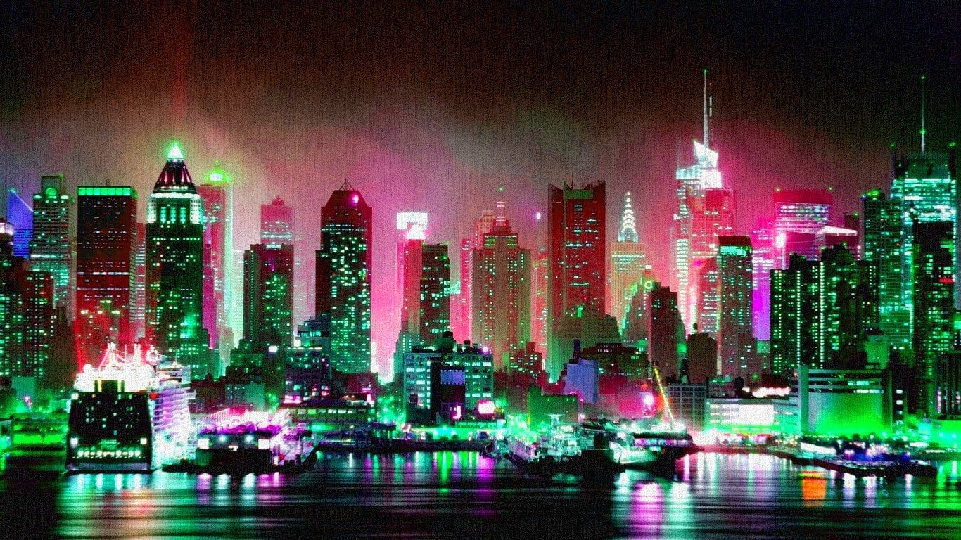 1366x768 I Edited A City Wallpaper To Look A Bit Retro Future Esque. Any Tips Or Hints On How To Improve This Look?
