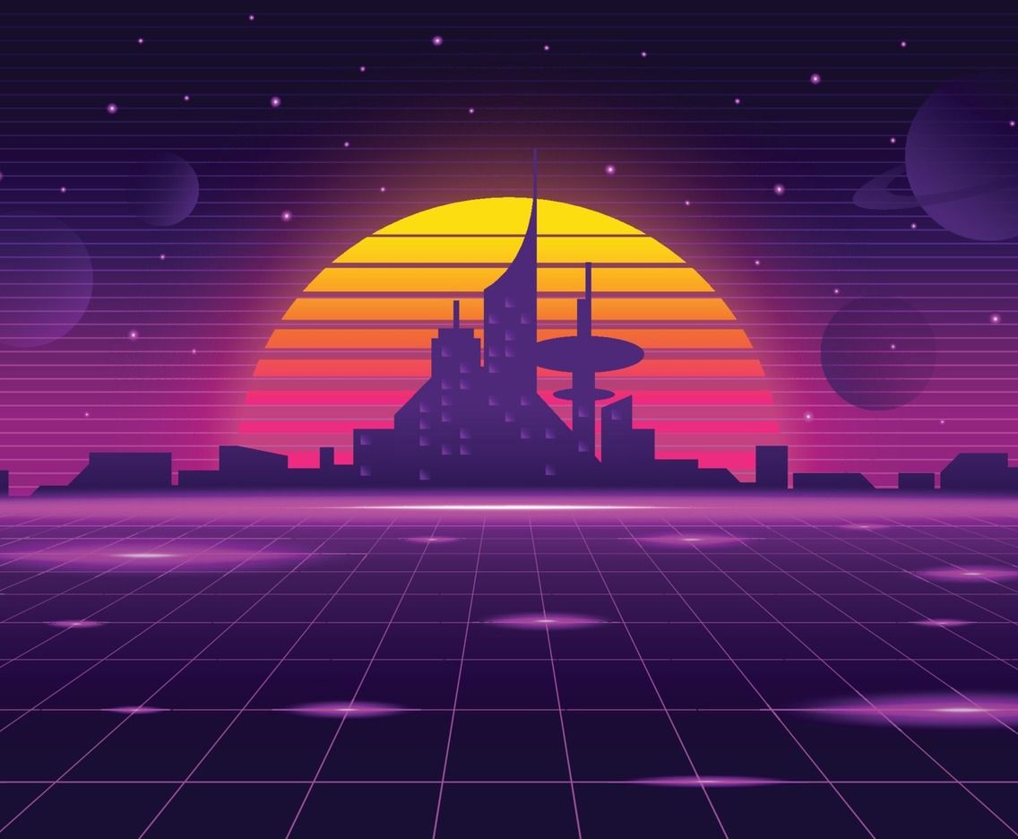 1136x936 Retro Futurism City Background