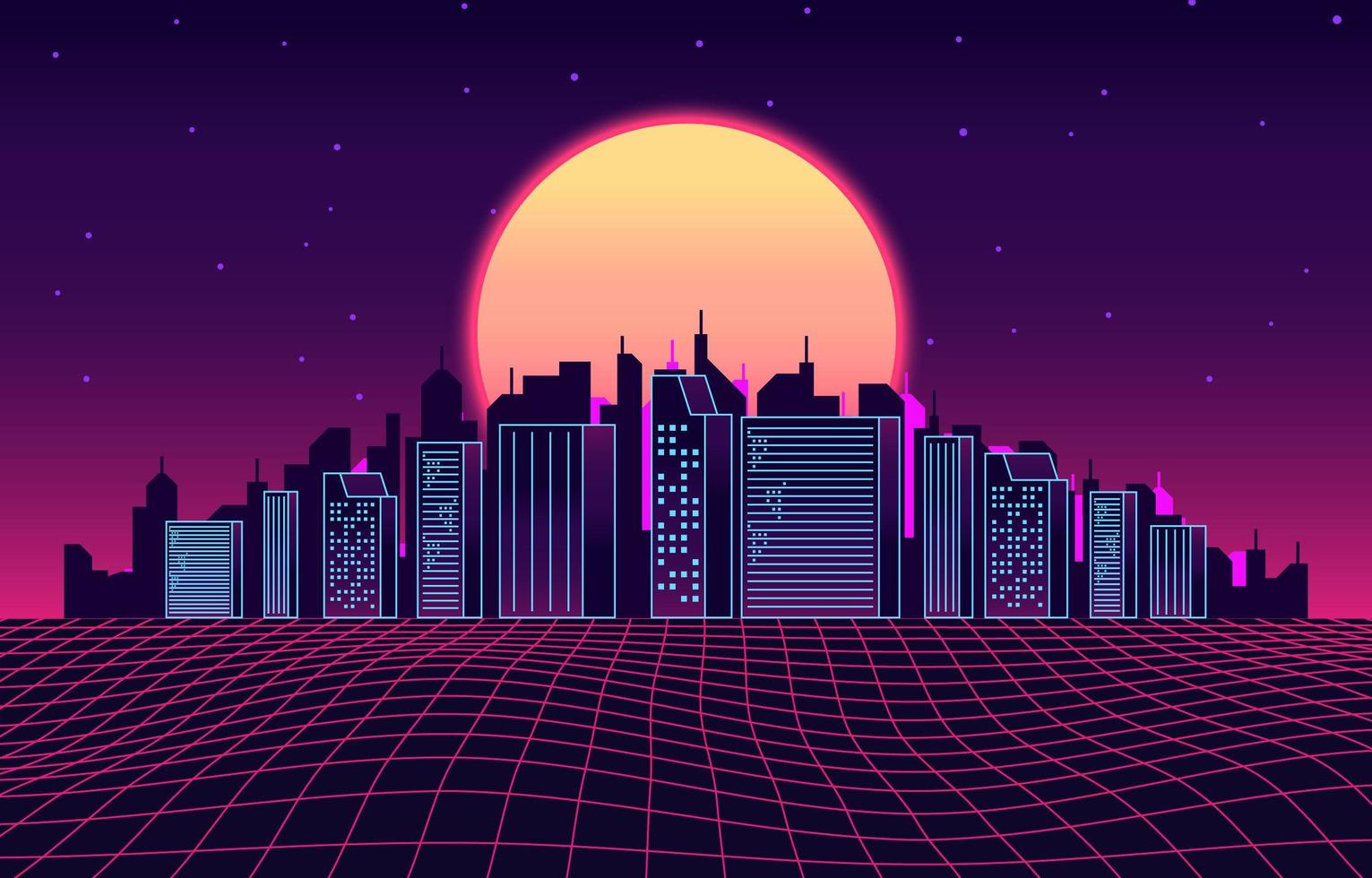 1531x980 Sunrise at the Futuristic City Background