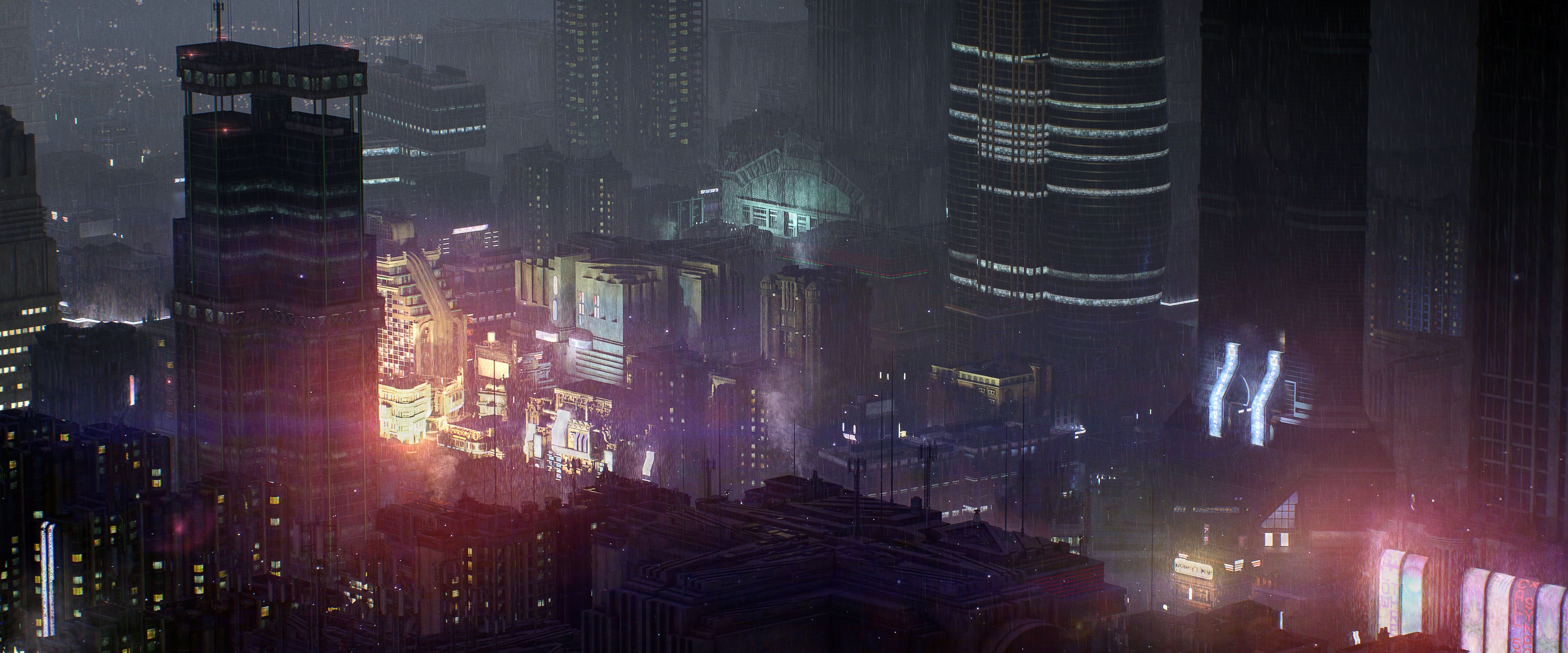 5760x2400 Neon Dystopia