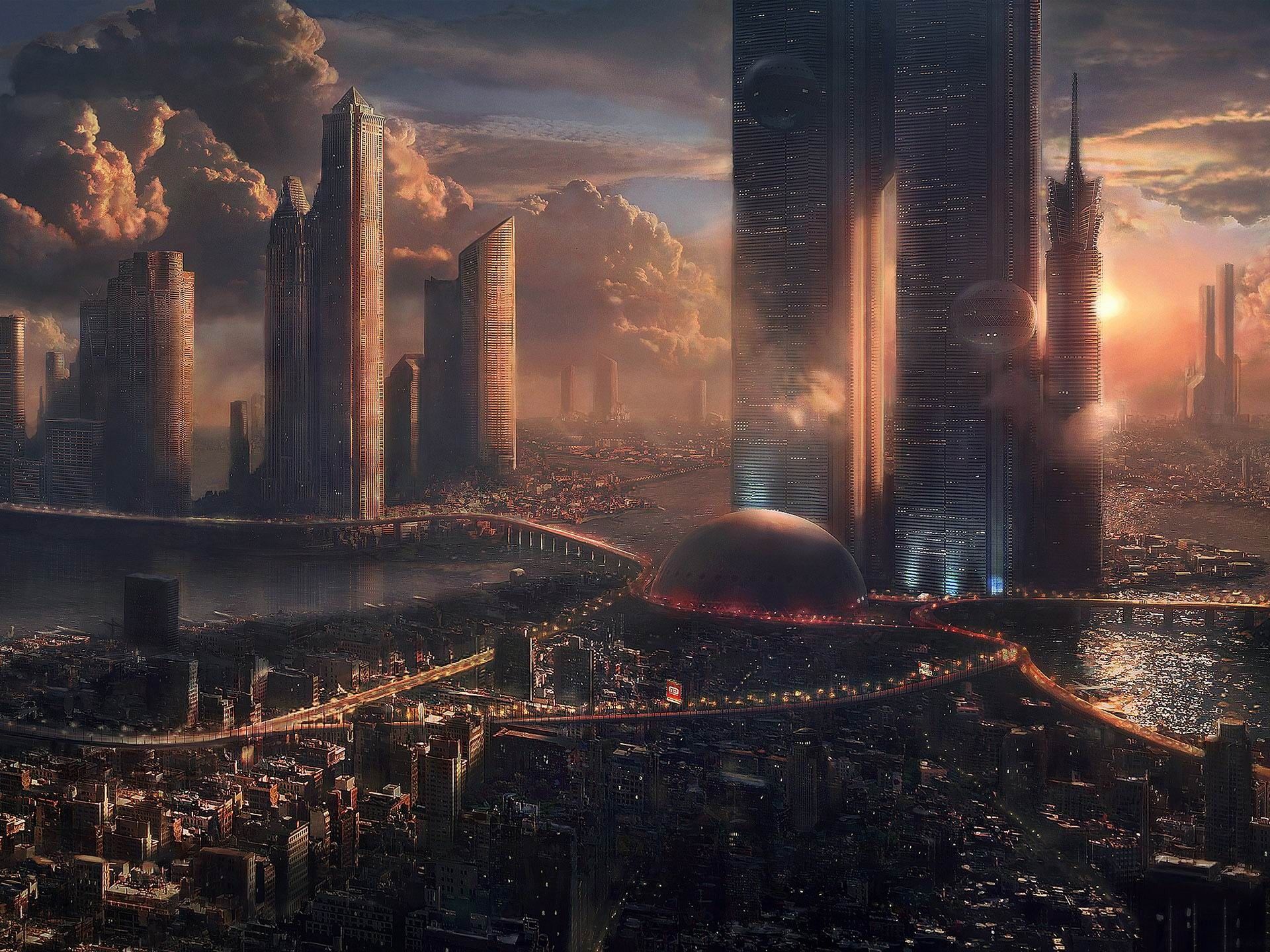 1920x1440 Futuristic Cityscape World Of Fantasy Art Design HD Wallpaper