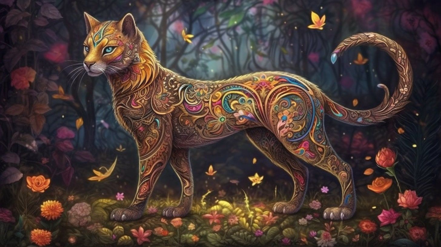 1456x816 Enchanted Cat Wallpaper. Printable Art. Digital Art. Digital Download. Large JPG Image. Desktop Wallpaper. Background