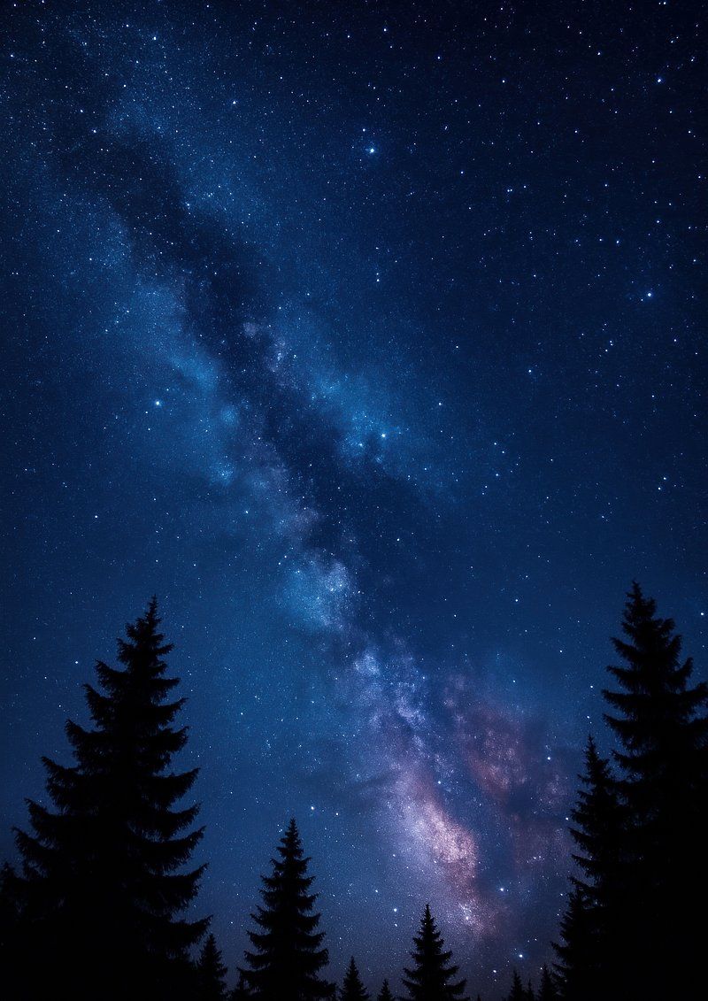 800x1131 Starry night sky forest wallpaper