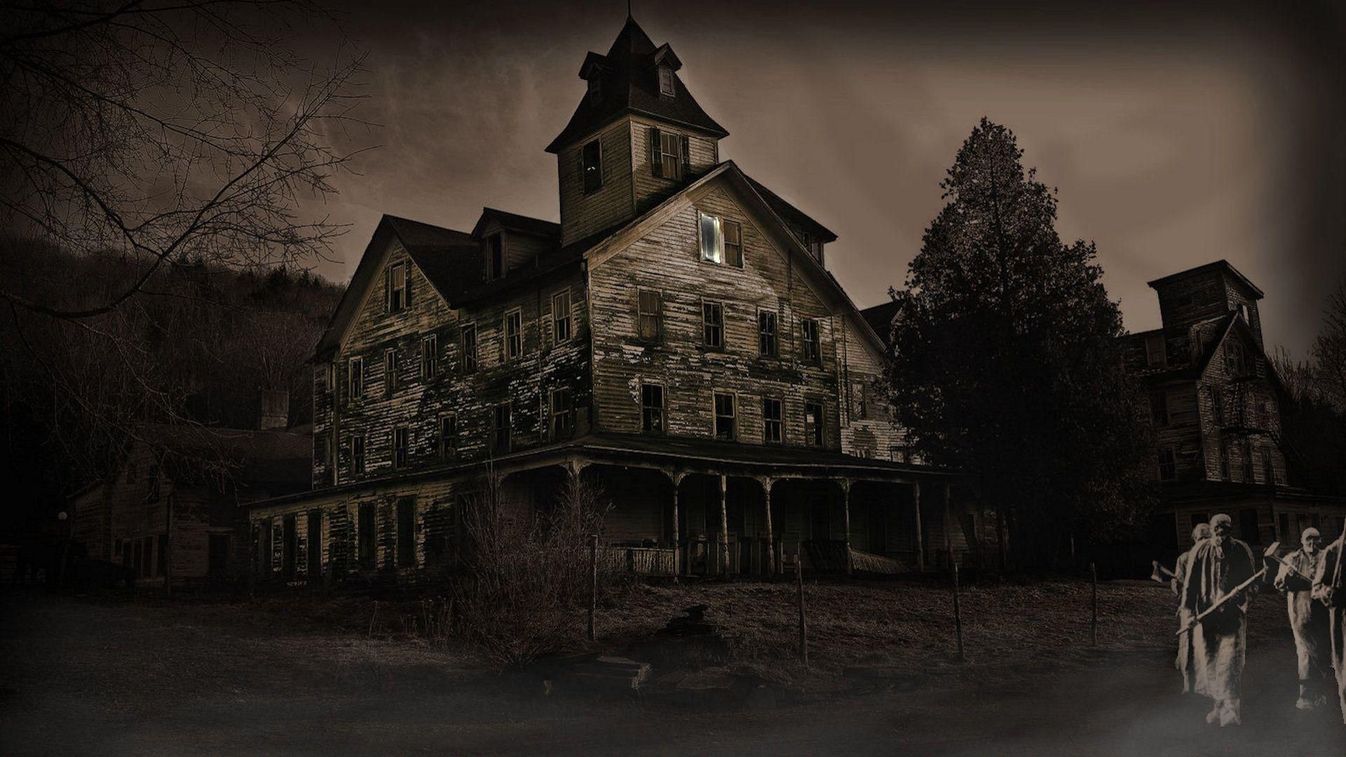 1920x1080 Haunted Mansion During Nighttime With Ghost Image HD Movies Wallpaper