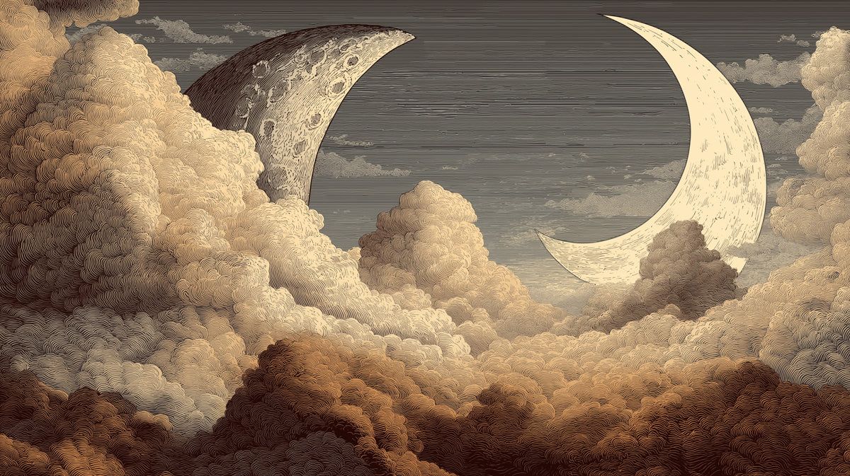 1200x673 Celestial Moon and Clouds Mural Wallpaper