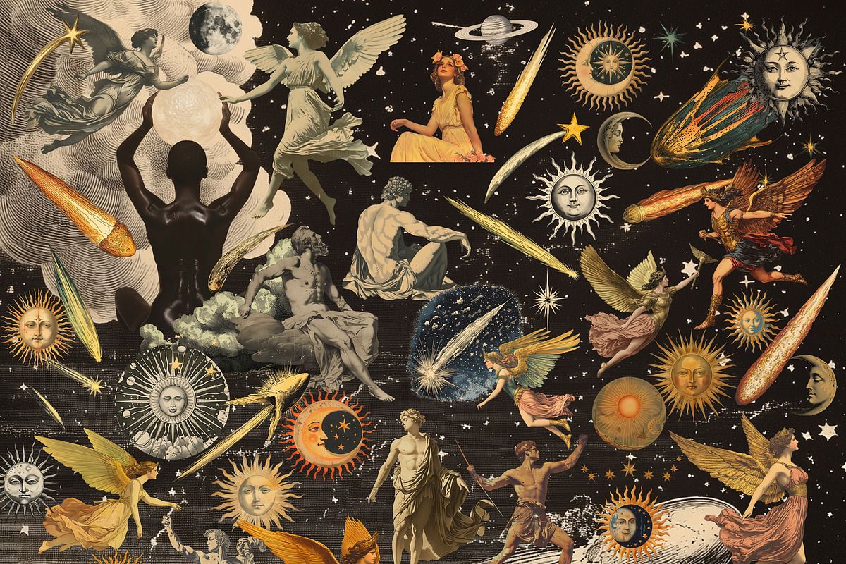 1200x800 Vintage celestial in engraving style