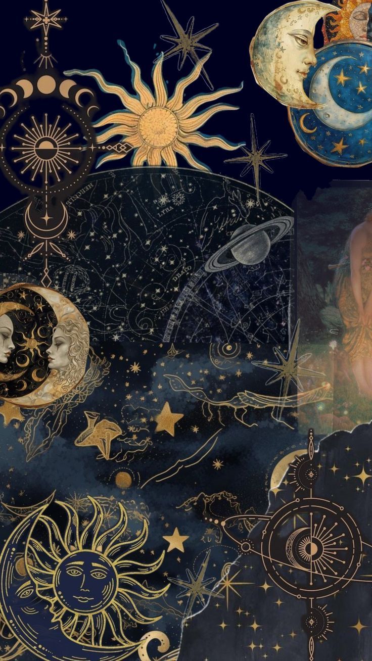 736x1308 Aesthetic celestial wallpaper. Celestial background aesthetic, Vintage celestial wallpaper, Celestial art